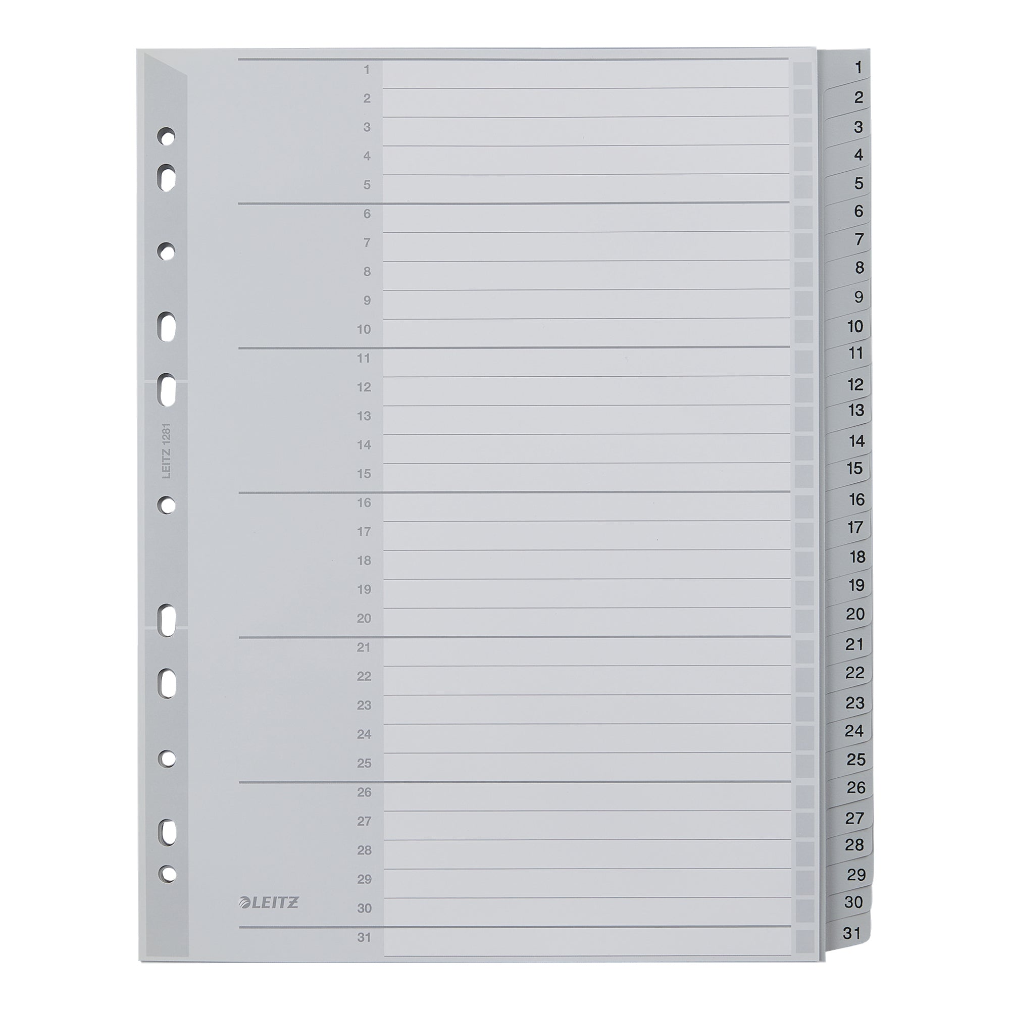 Leitz Zahlenregister, DIN A4, Überbreite