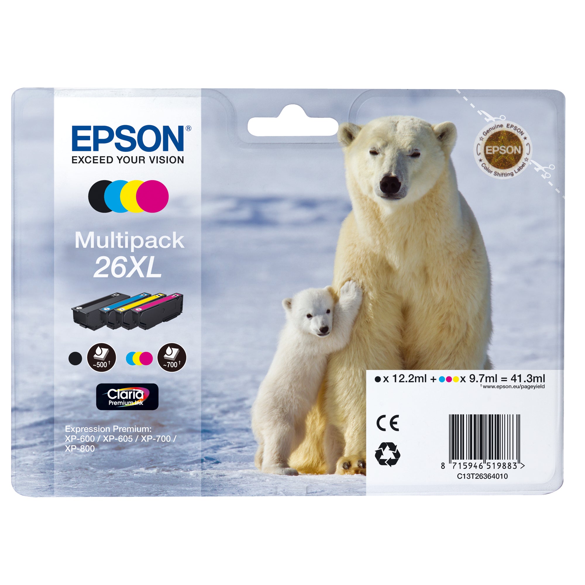 Epson Tintenpatrone, schwarz, cyan, magenta, gelb