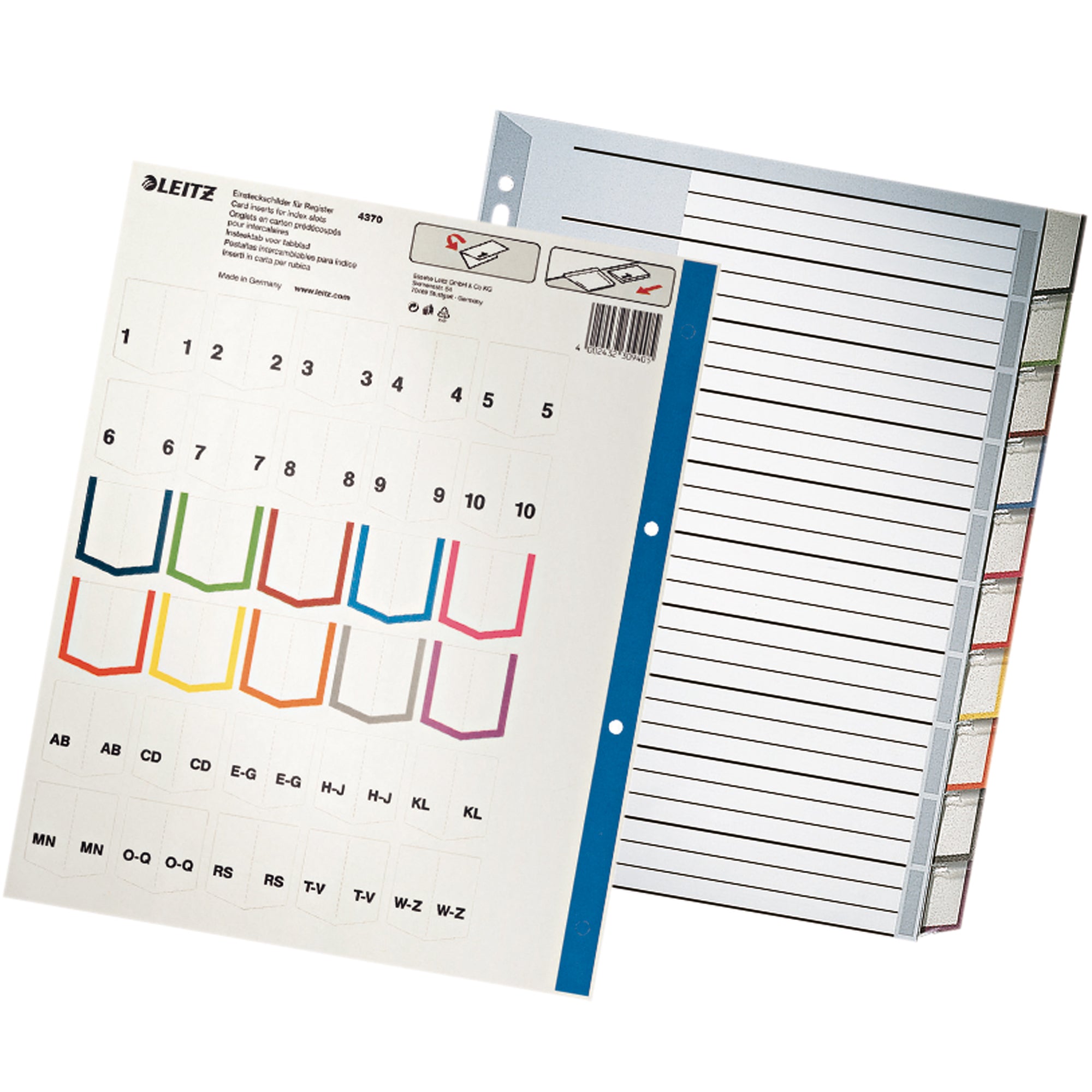 Leitz Register blanko DIN A4 10teilig PP gr, DIN A4, Überbreite