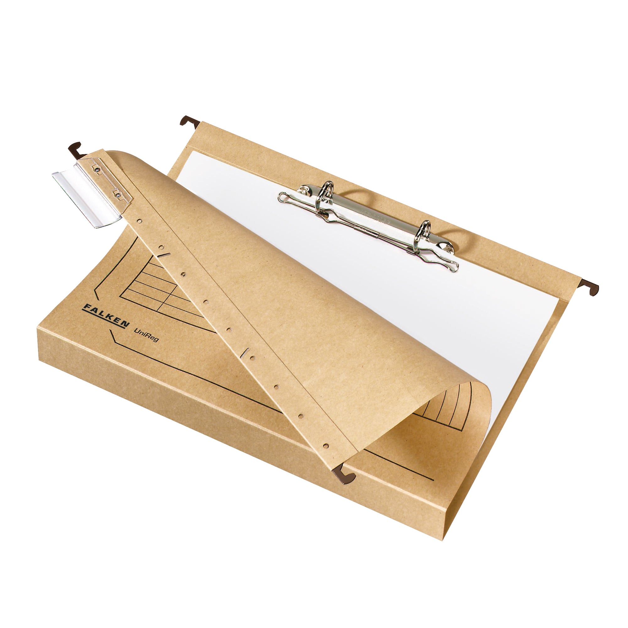 Falken Hängesammler A4 40mm Boden 2Ring braun, DIN A4