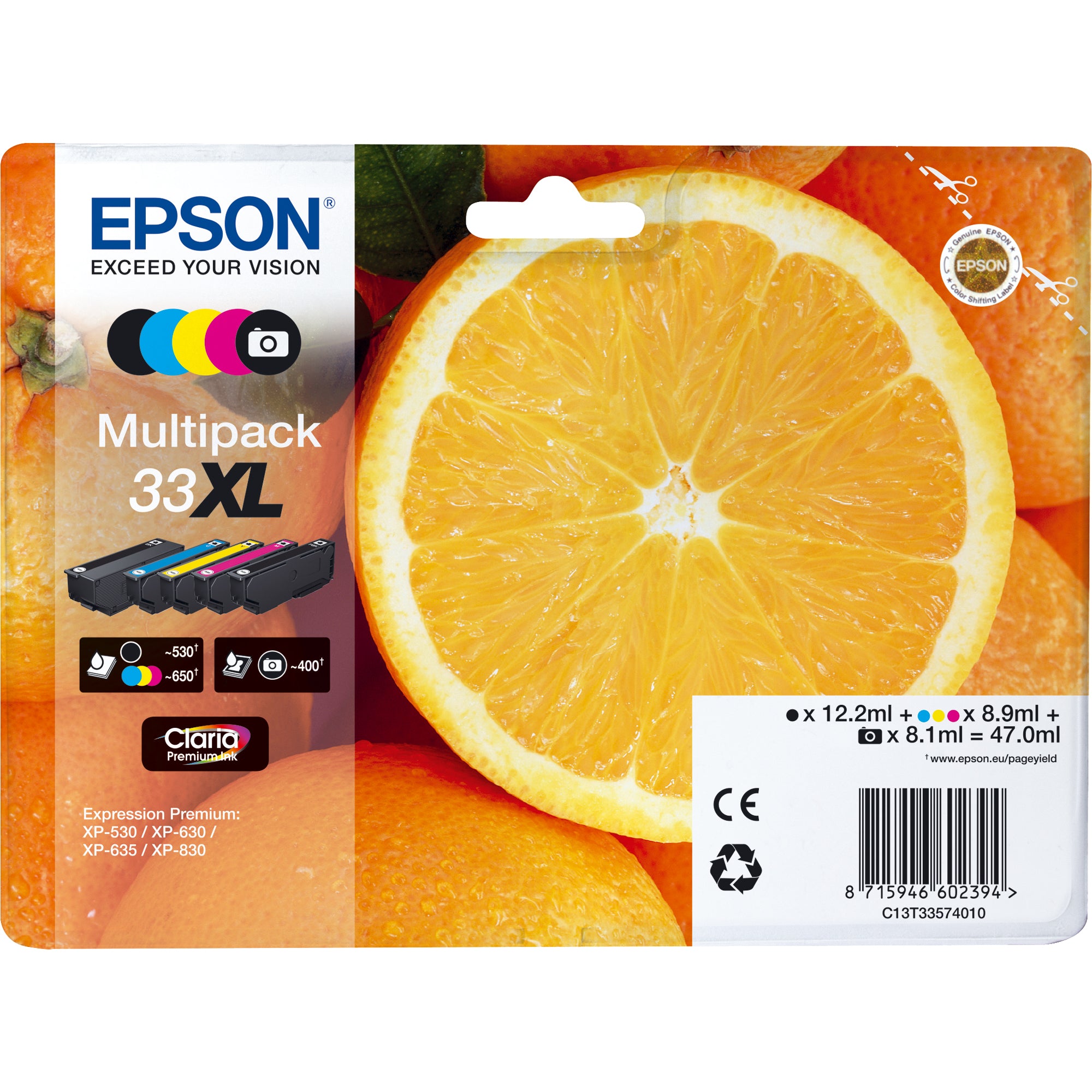 Epson Tintenpatrone, schwarz, cyan, magenta, gelb, fotoschwarz