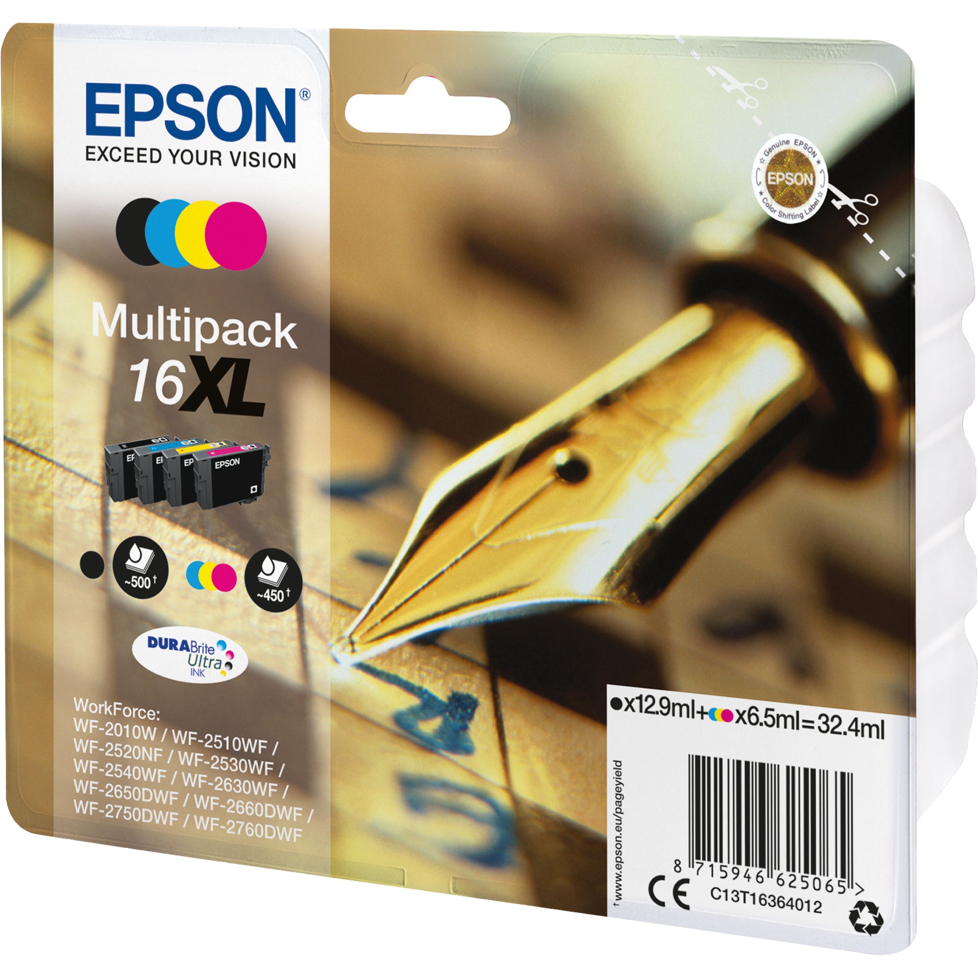 Epson Tintenpatrone, schwarz, cyan, magenta, gelb