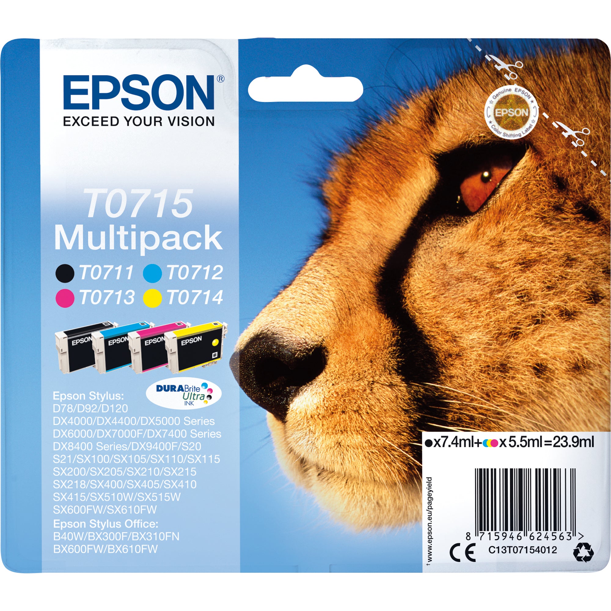 Epson Tintenpatrone, schwarz, cyan, magenta, gelb