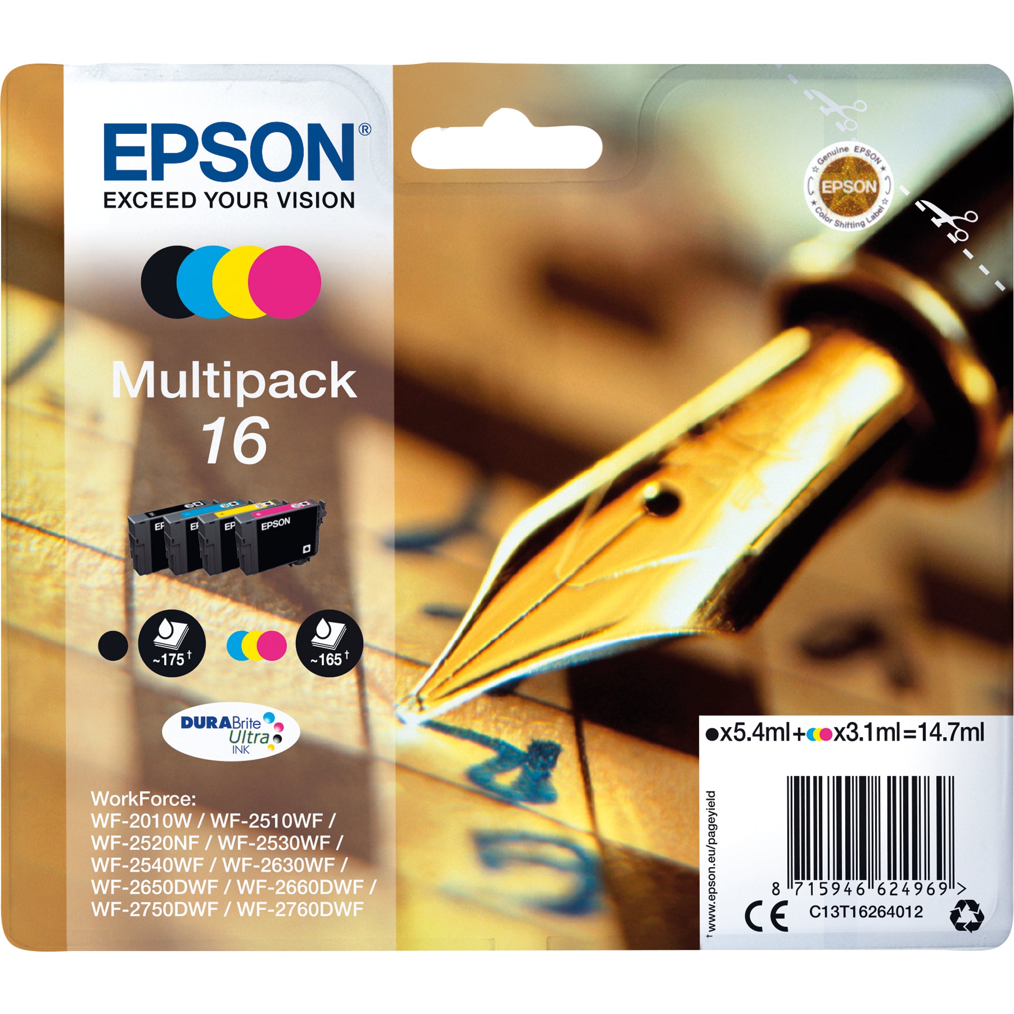 Epson Tintenpatrone, schwarz, cyan, magenta, gelb