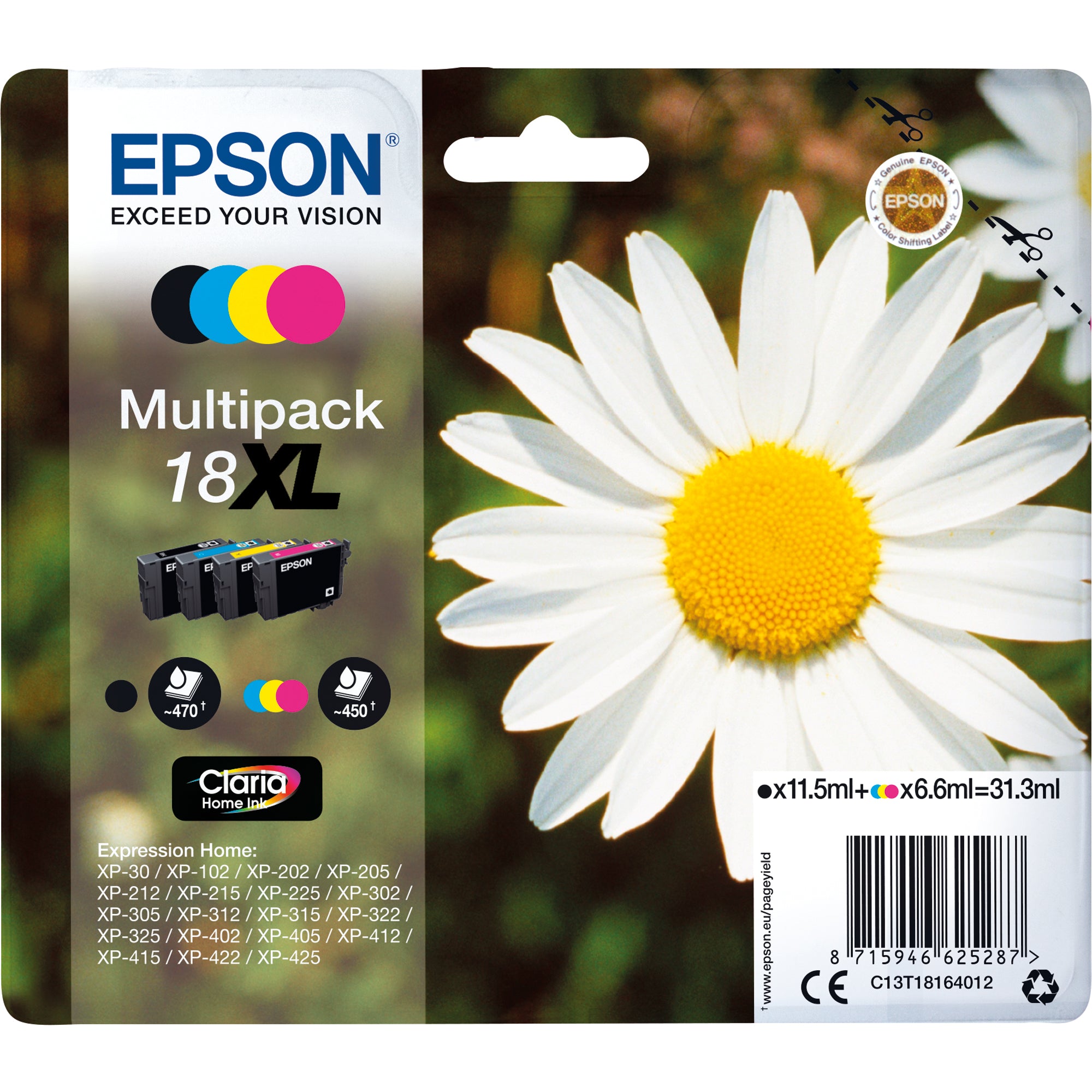 Epson Tintenpatrone, schwarz, cyan, magenta, gelb