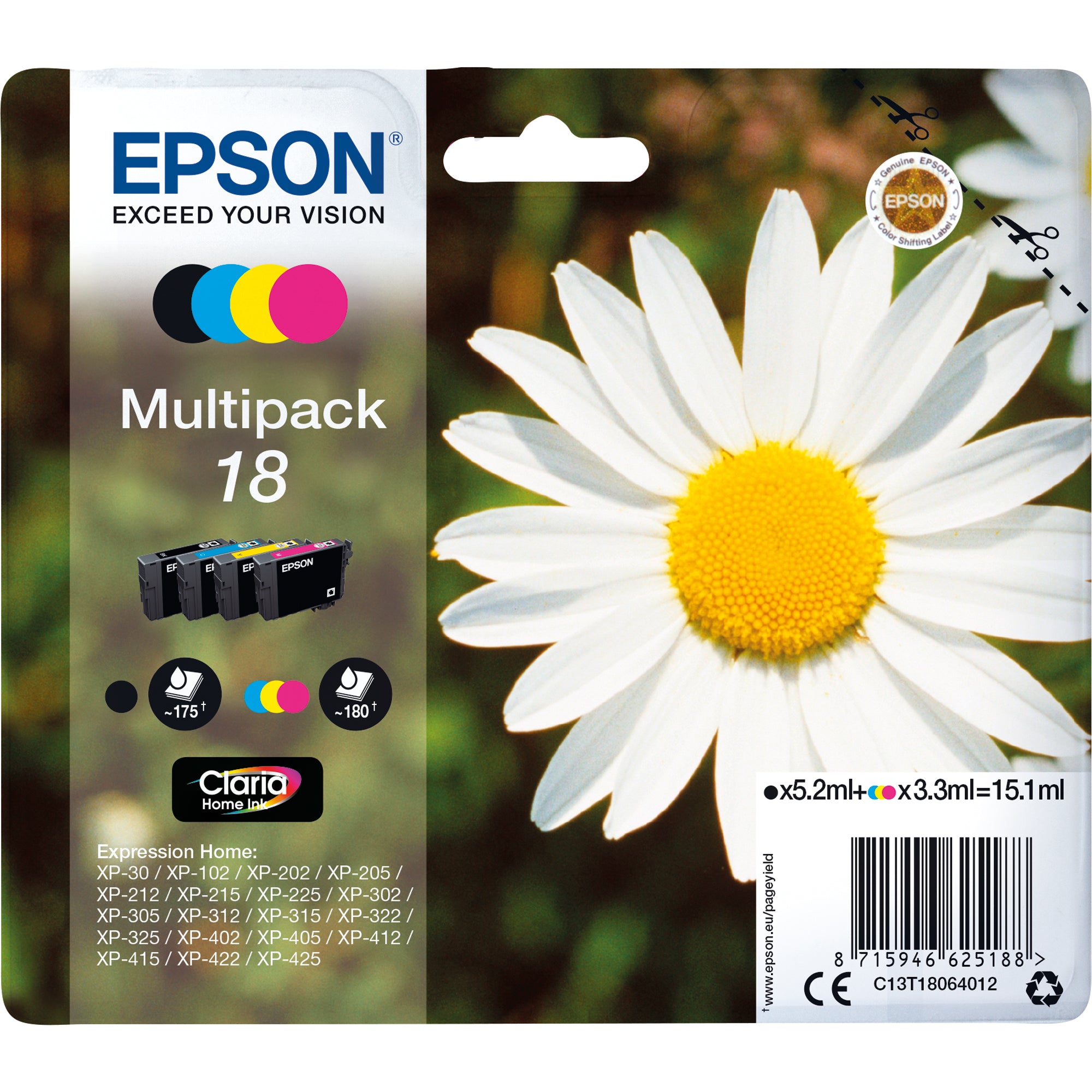 Epson Tintenpatrone, schwarz, cyan, magenta, gelb
