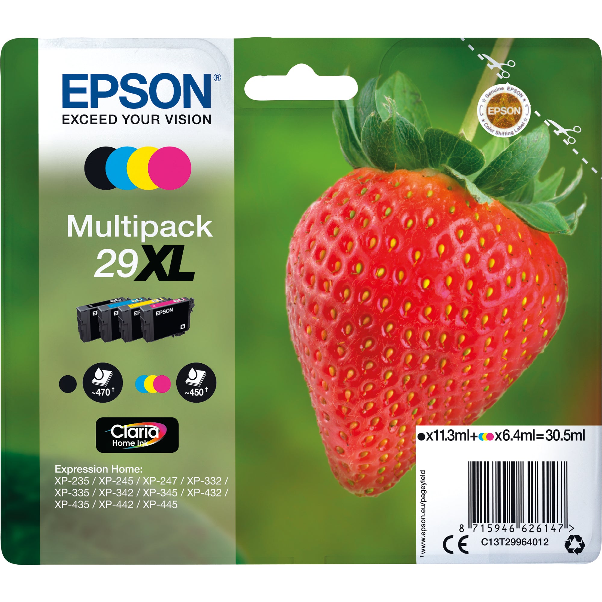 Epson Tintenpatrone, schwarz, cyan, magenta, gelb