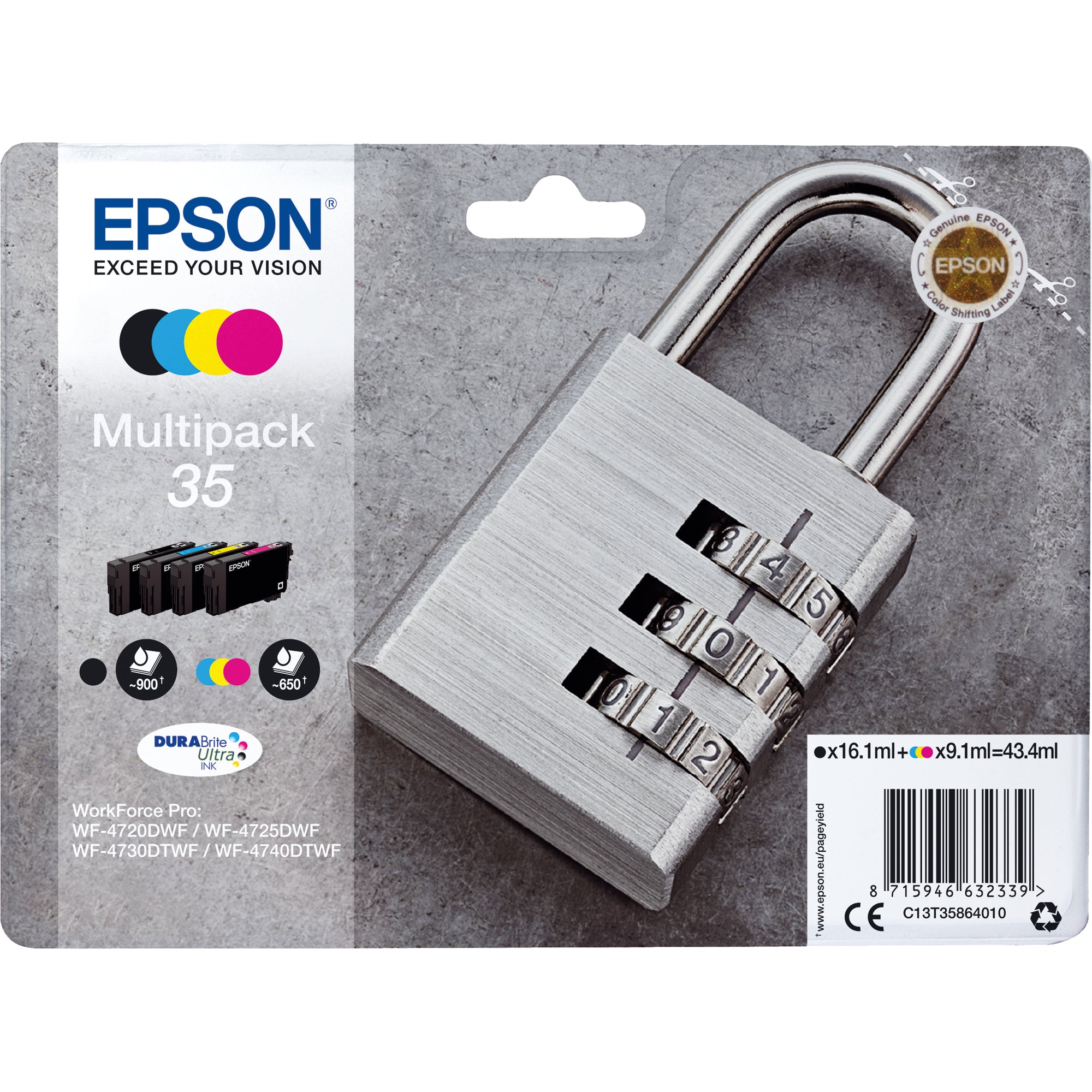 Epson Tintenpatrone, schwarz, cyan, magenta, gelb