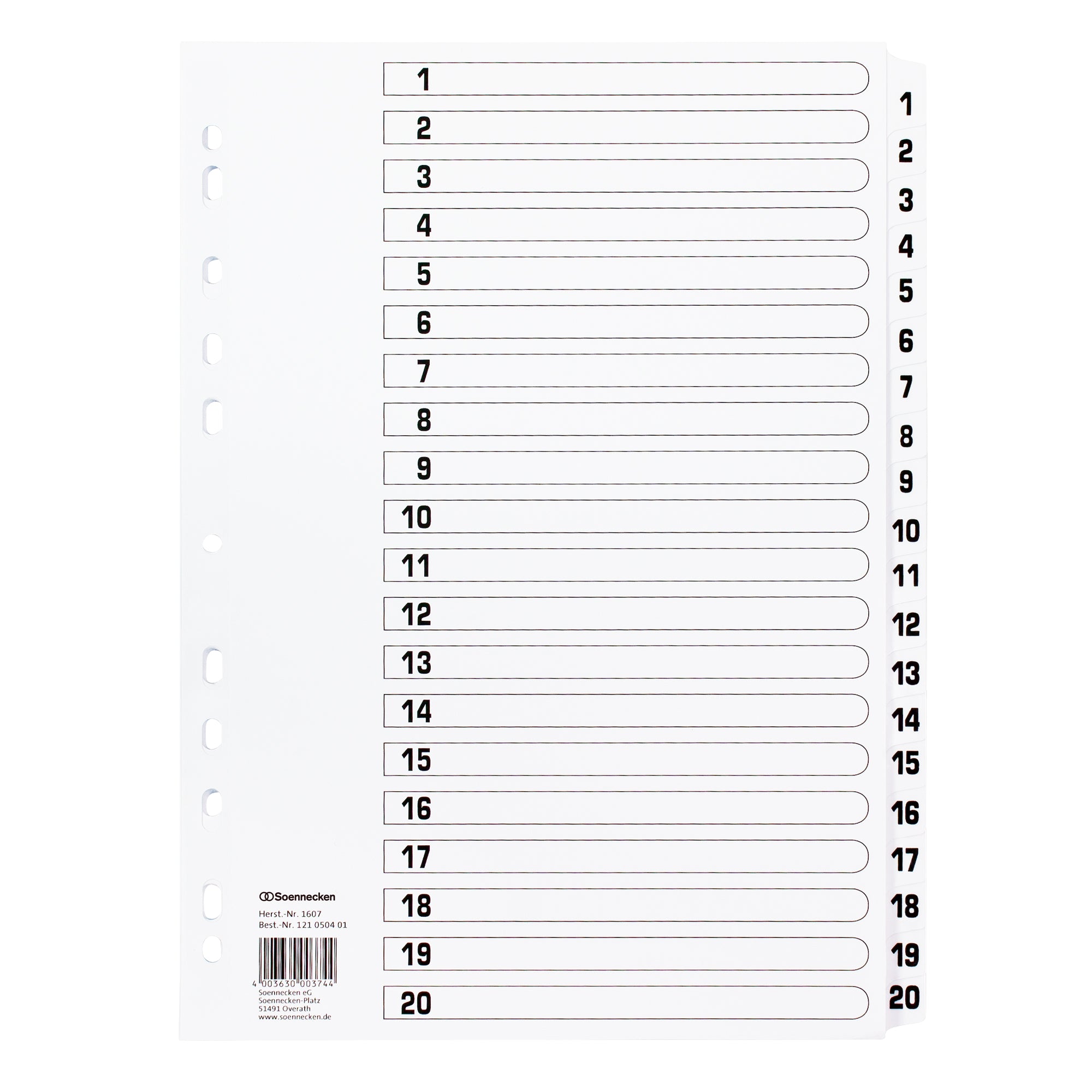 Soennecken Zahlenregister, DIN A4