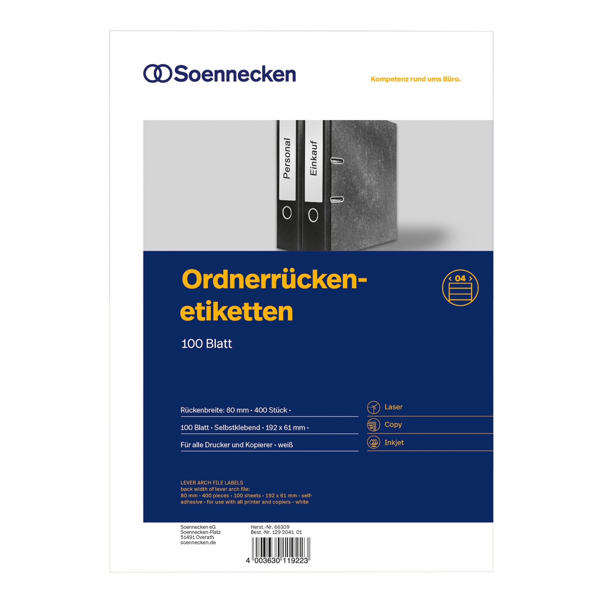 Ordneretikett Ordnerrückenetikett