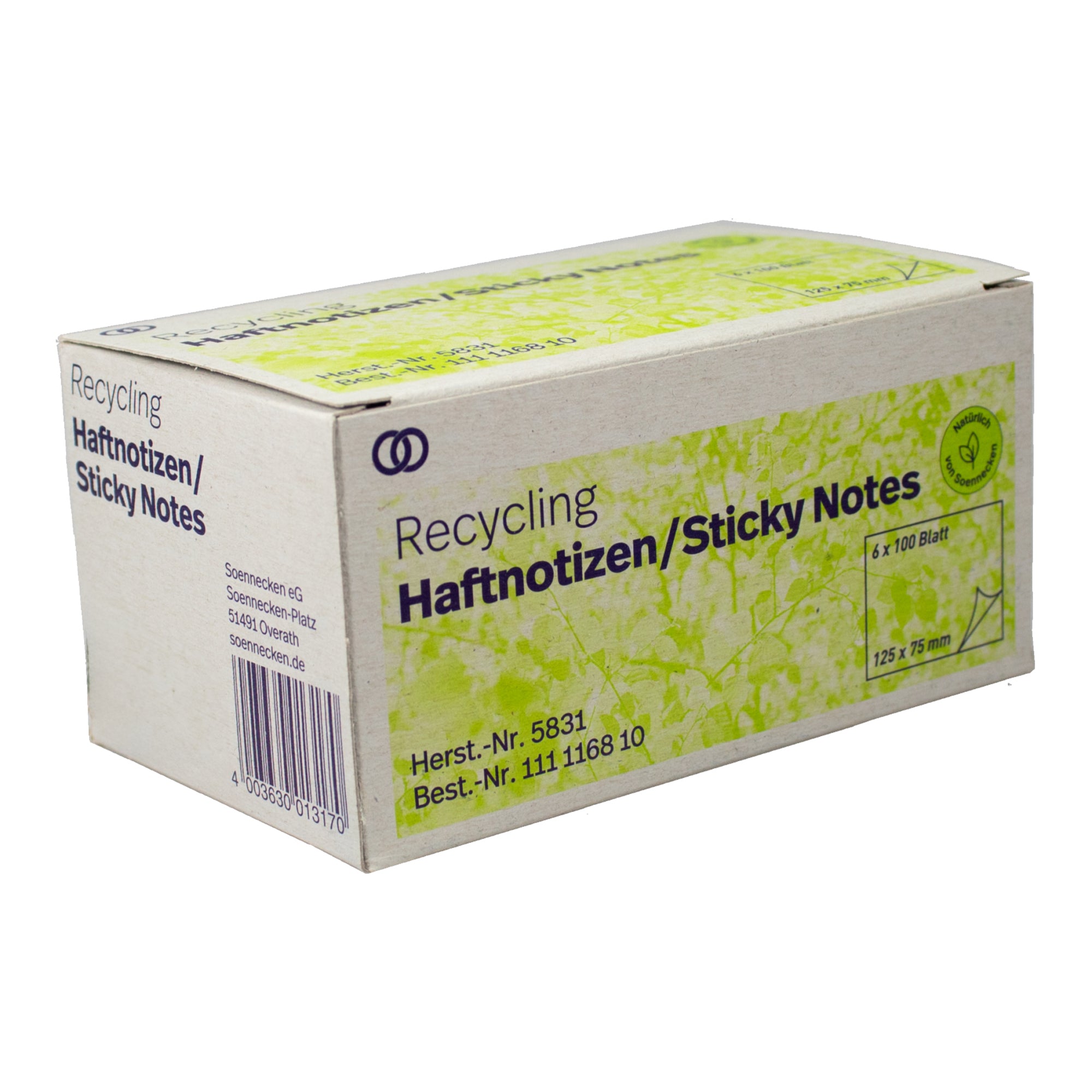 Soennecken Haftnotiz oeco RC 125x75mm 100Bl. ge 6St.