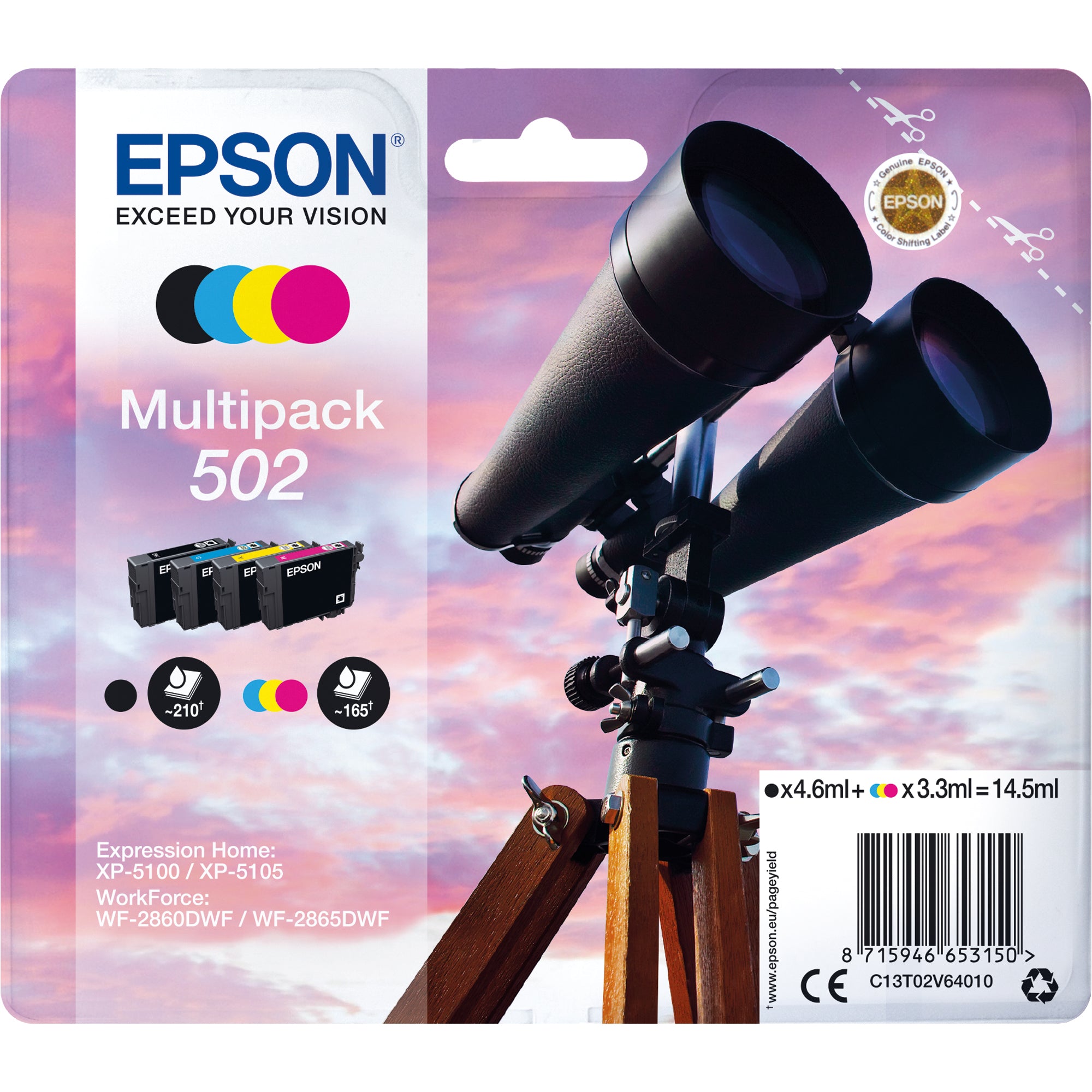 Epson Tintenpatrone, schwarz, cyan, magenta, gelb