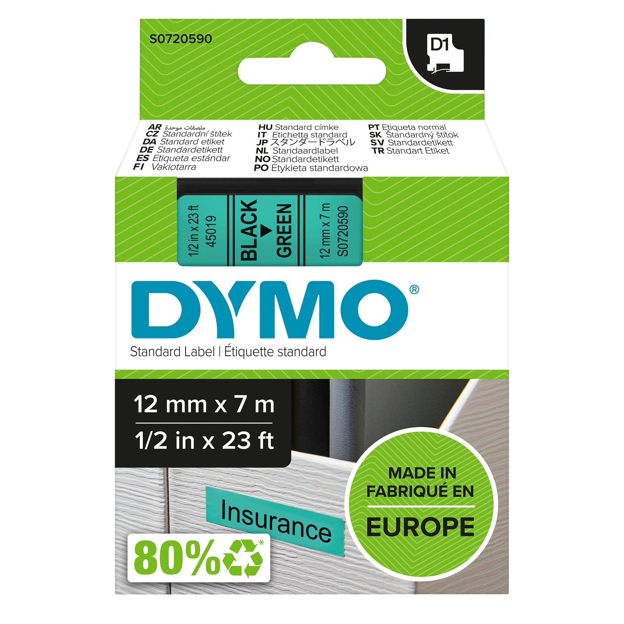 Dymo Schriftbandkassette, 12 mm x 7 m (B x L)