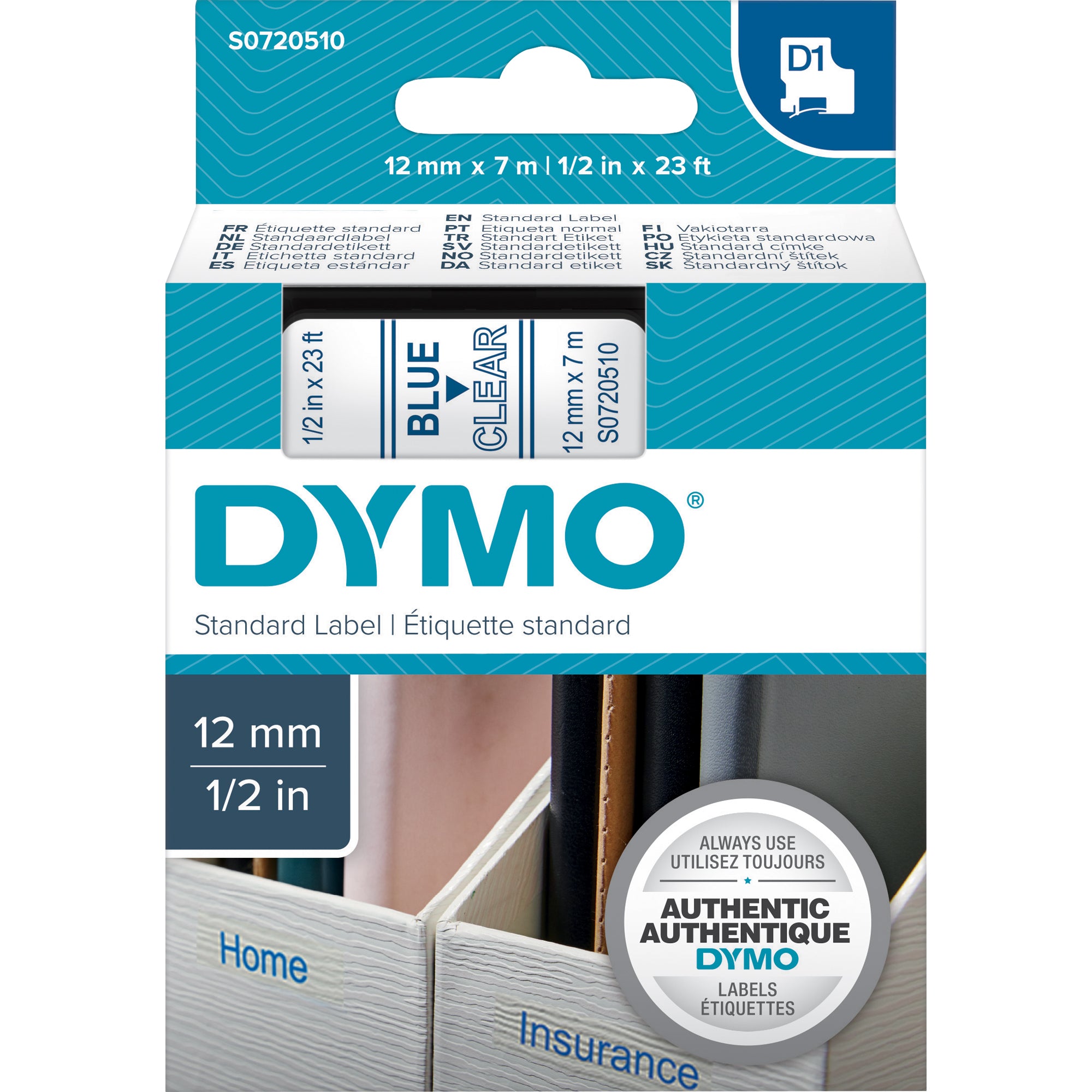 Dymo Schriftbandkassette, 12 mm x 7 m (B x L)