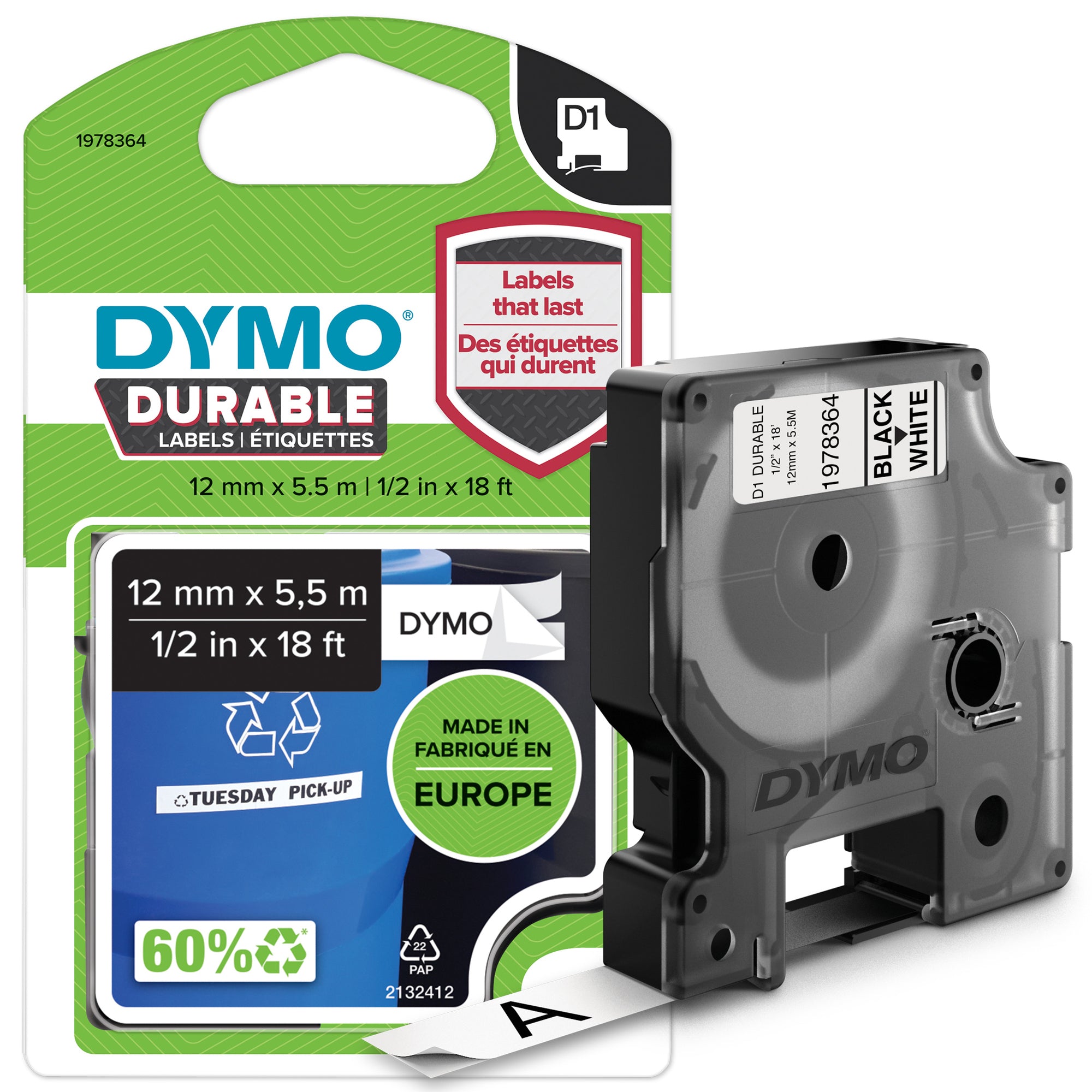 Dymo Schriftbandkassette, 12 mm x 5,5 m (B x L)