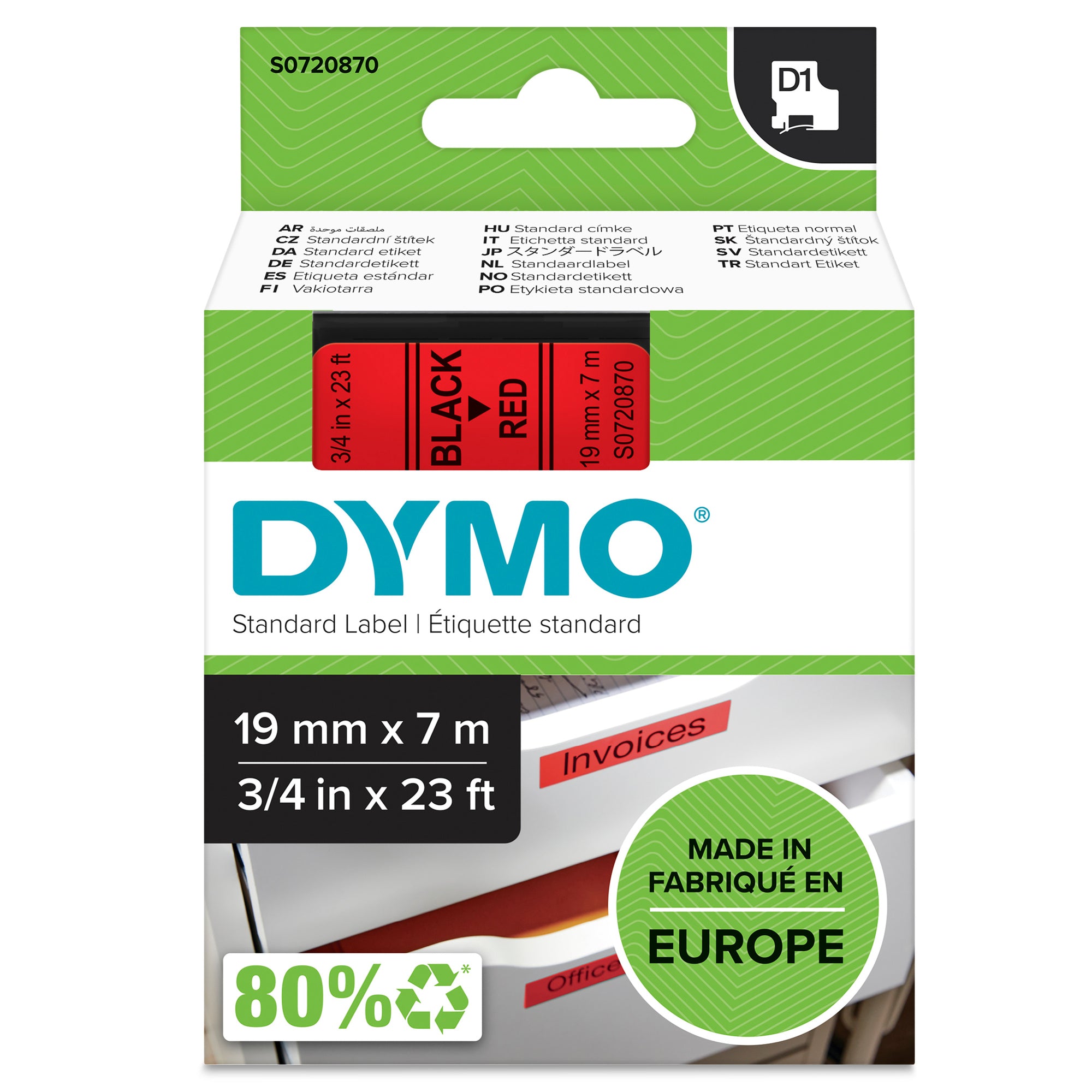 Dymo Schriftband-Kassette D1 19mmx7m sw auf ws 10St.