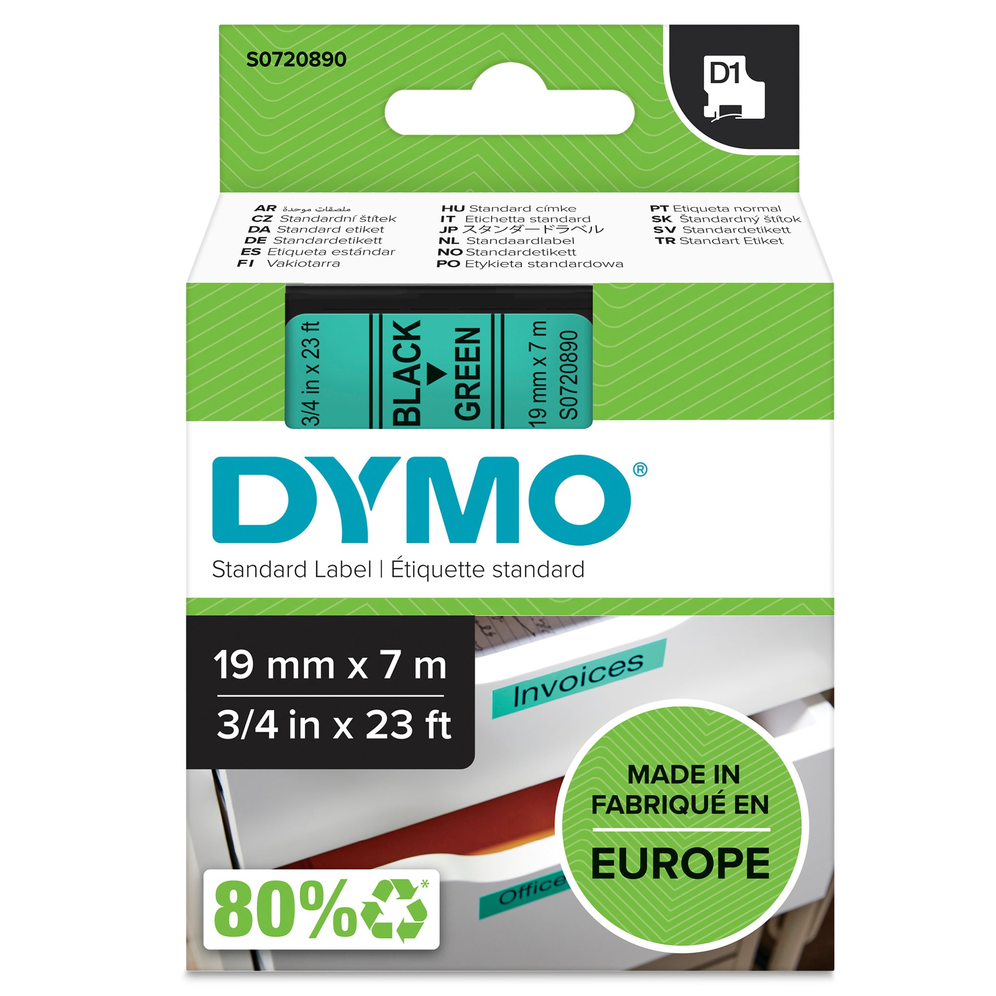 Dymo Schriftband-Kassette D1 19mmx7m sw auf ws 10St.