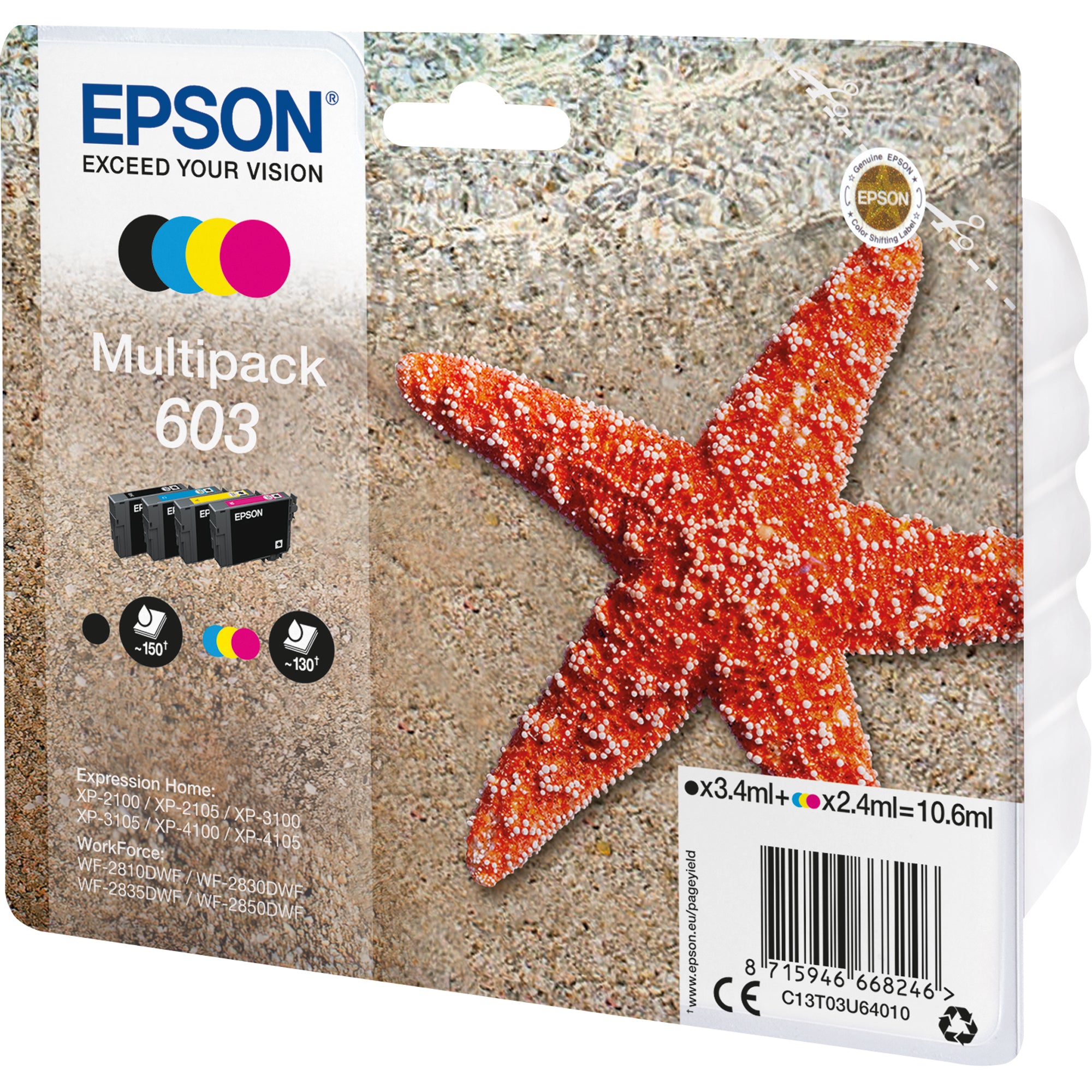 Epson Tintenpatrone, schwarz, cyan, magenta, gelb