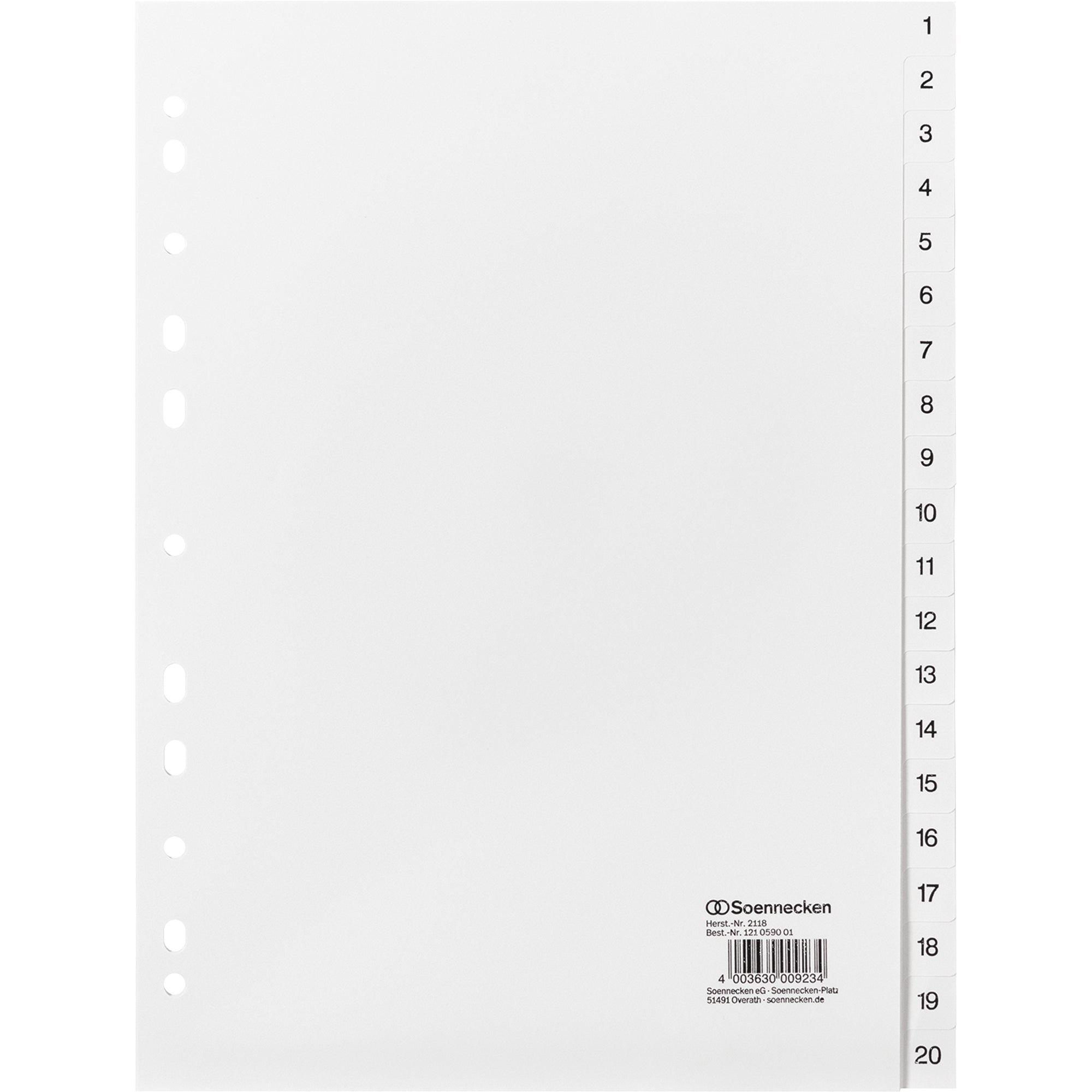 Soennecken Zahlenregister, DIN A4