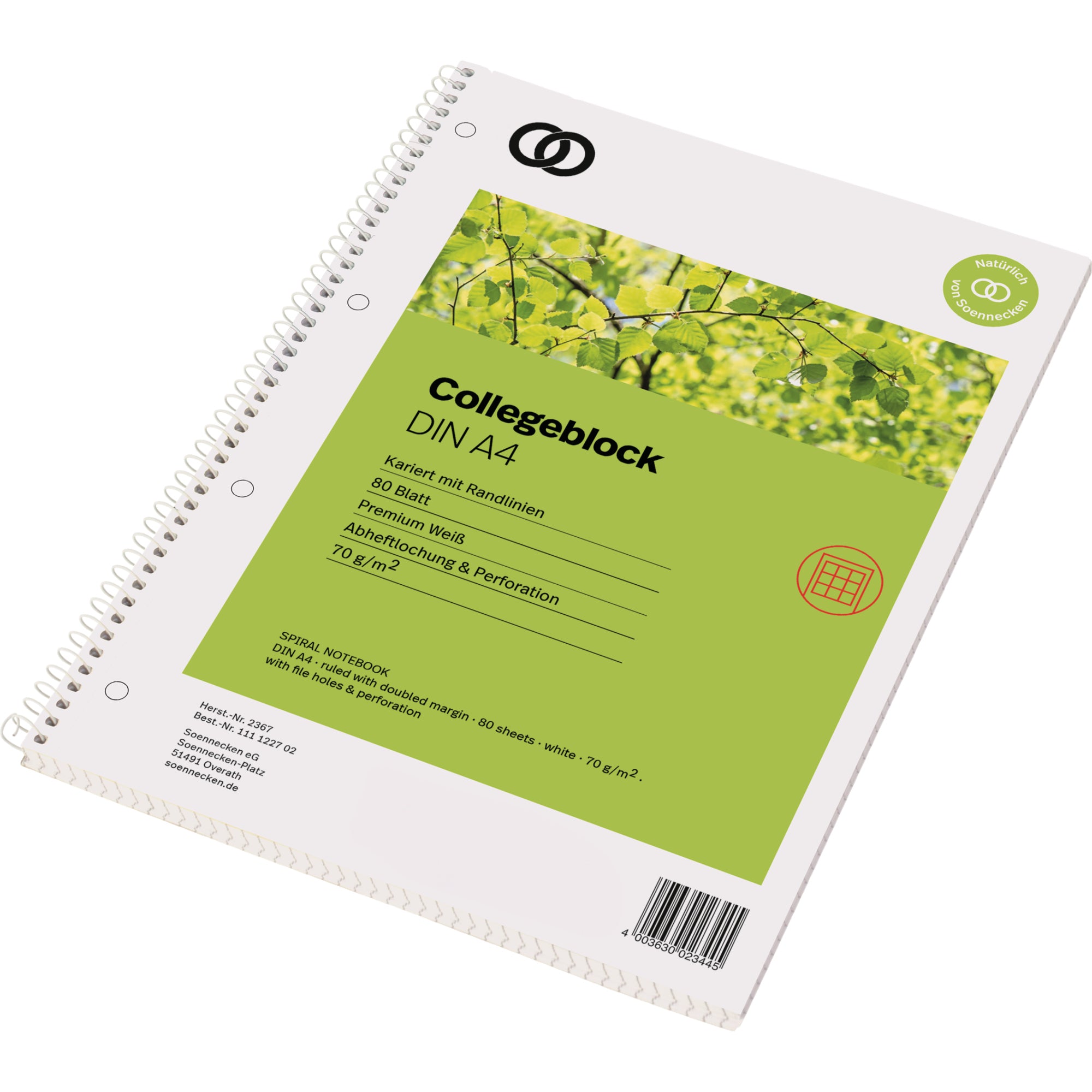 Soennecken Collegeblock oeco Recycling, DIN A4