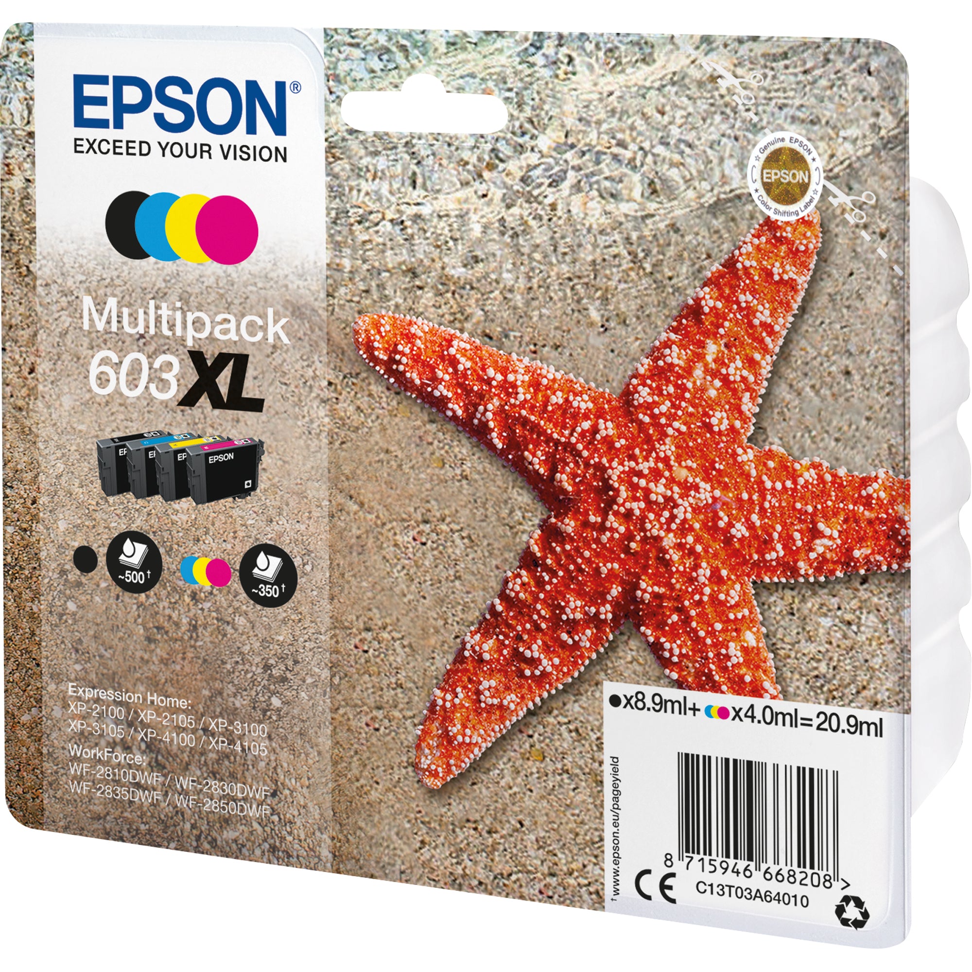 Epson Tintenpatrone, schwarz, cyan, magenta, gelb