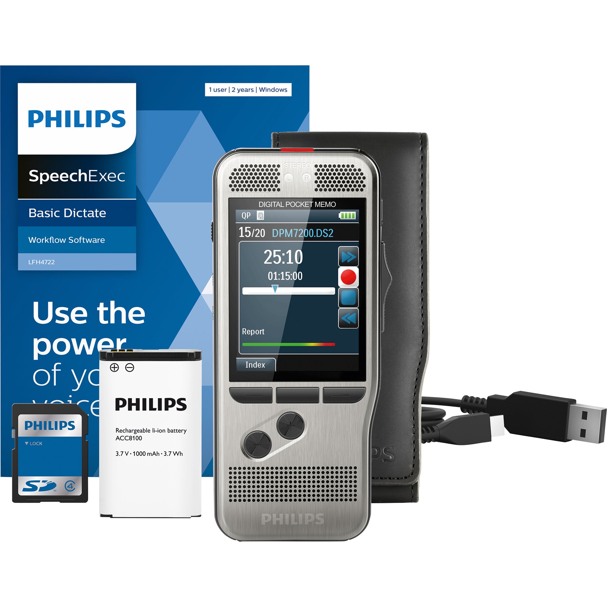 Philips Diktiergerät Digital Pocket Memo DPM7200