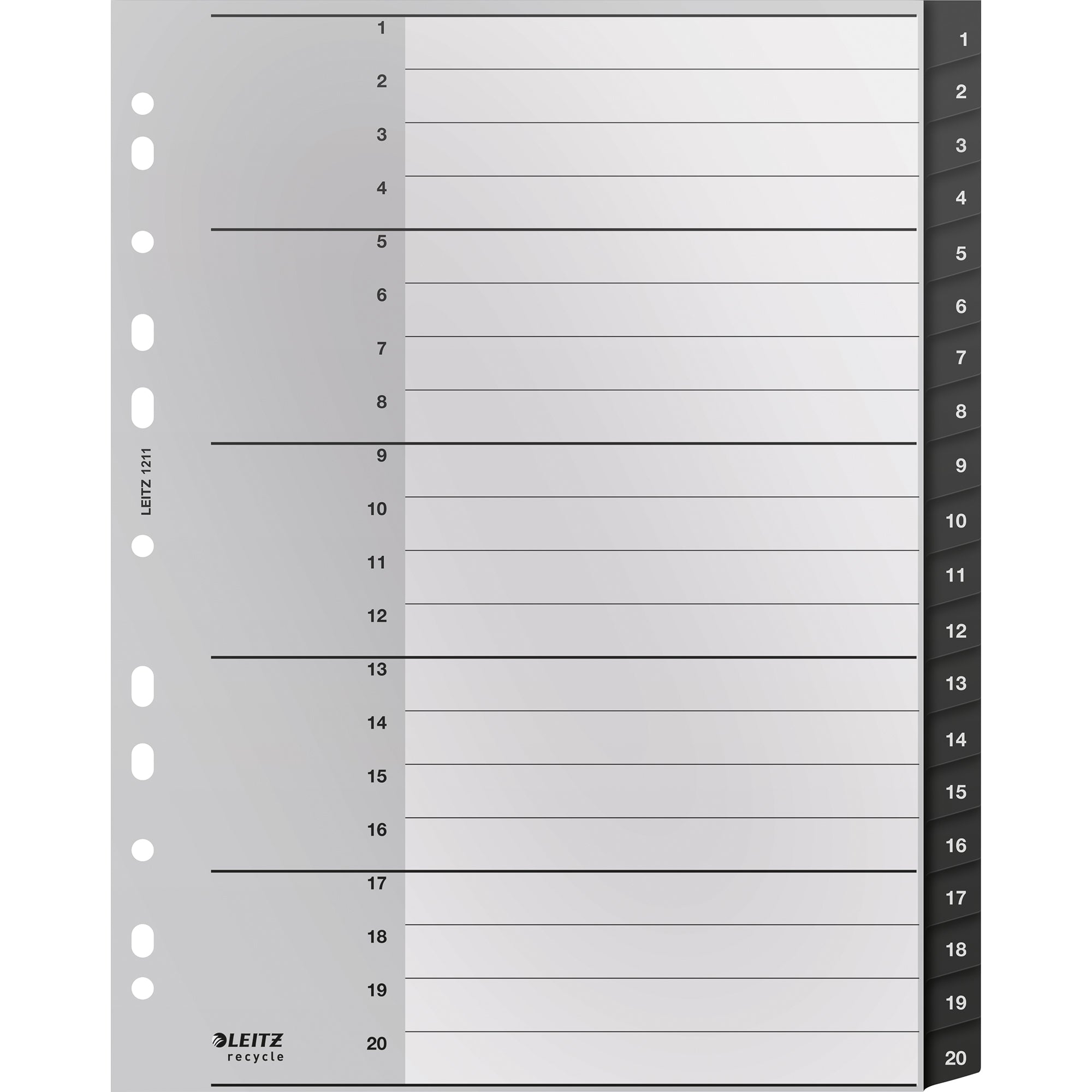 Leitz Zahlenregister Recycle, DIN A4, Überbreite