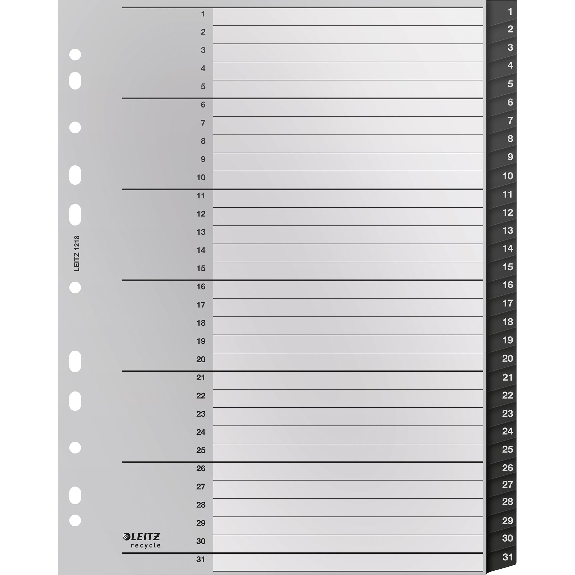 Leitz Zahlenregister Recycle, DIN A4, Überbreite