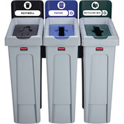 Rubbermaid Recyclingset Slim Jim sw/bl/gn