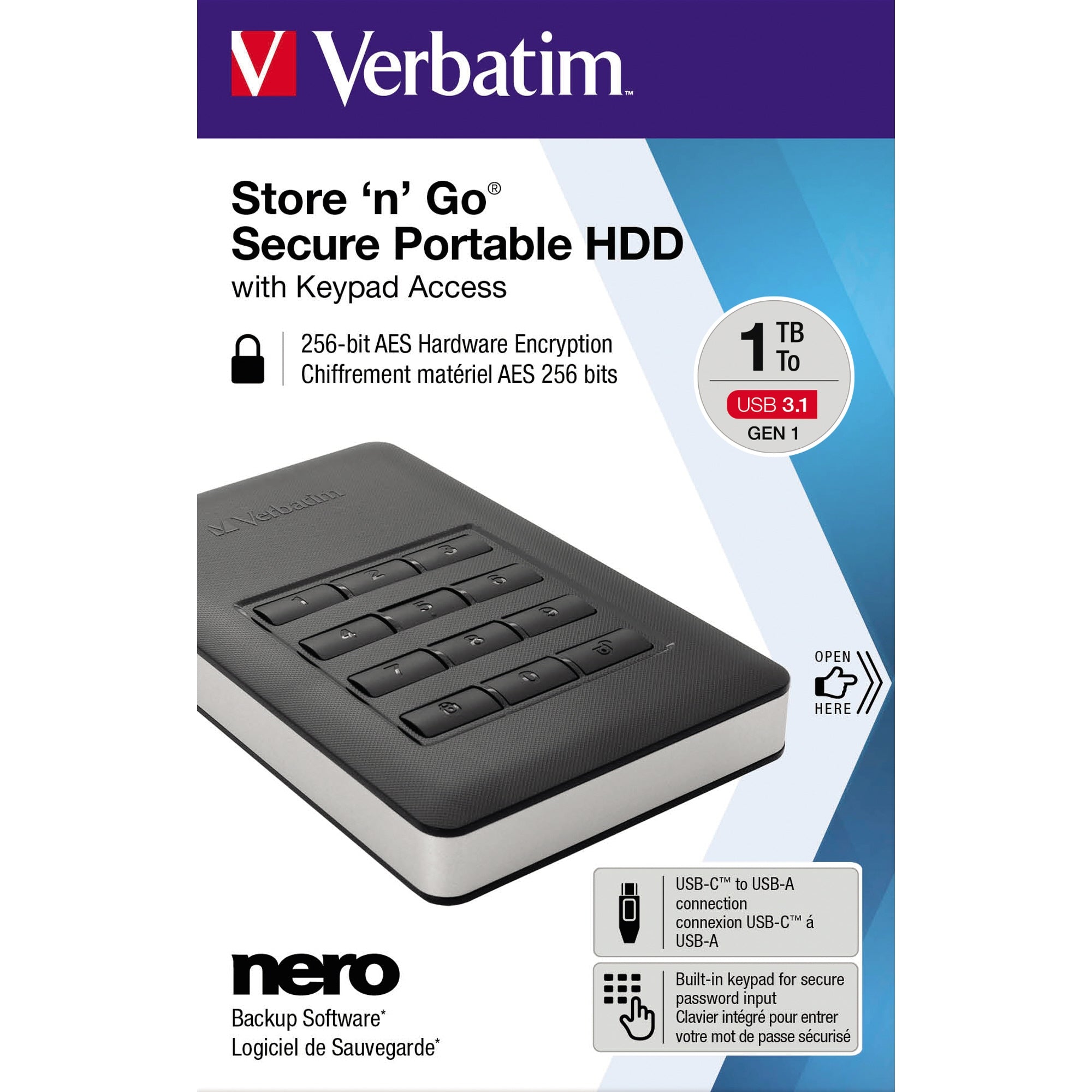 Verbatim Festplatte extern Store 'n' Go Secure Portable