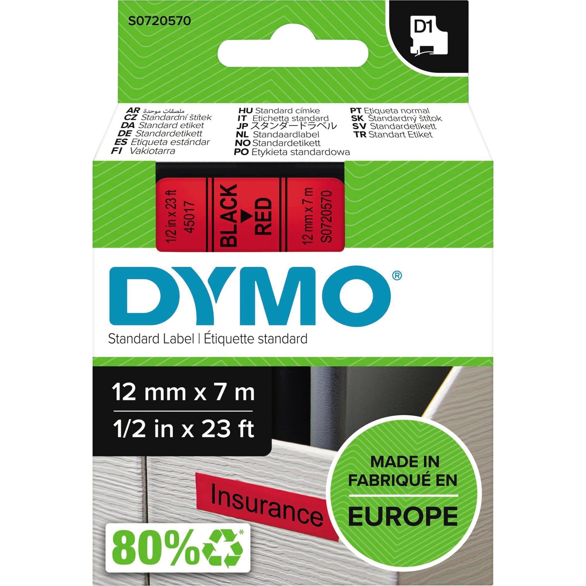 Dymo Schriftbandkassette, 12 mm x 7 m (B x L)