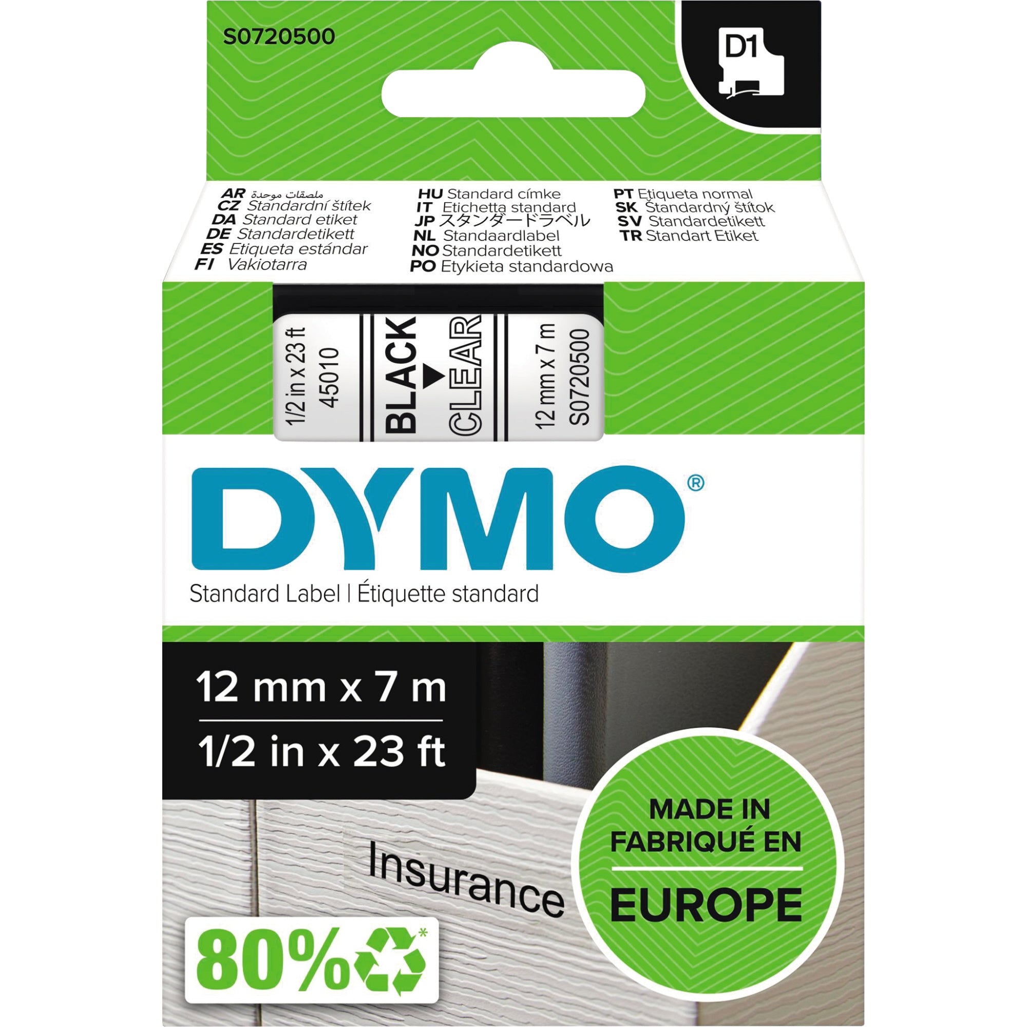 Dymo Schriftbandkassette, 12 mm x 7 m (B x L)