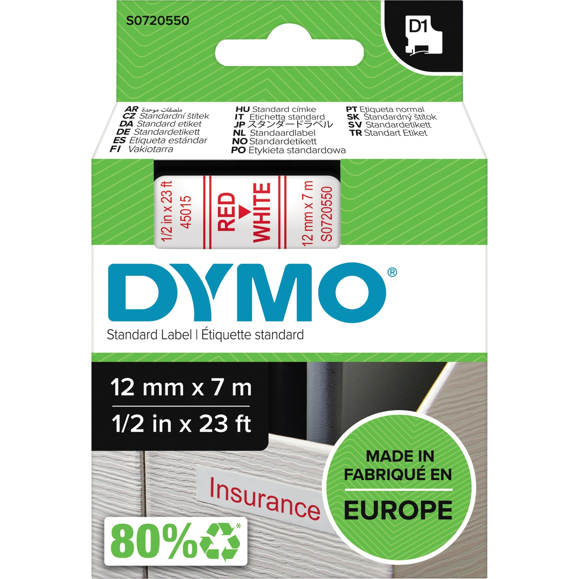Dymo Schriftbandkassette, 12 mm x 7 m (B x L)
