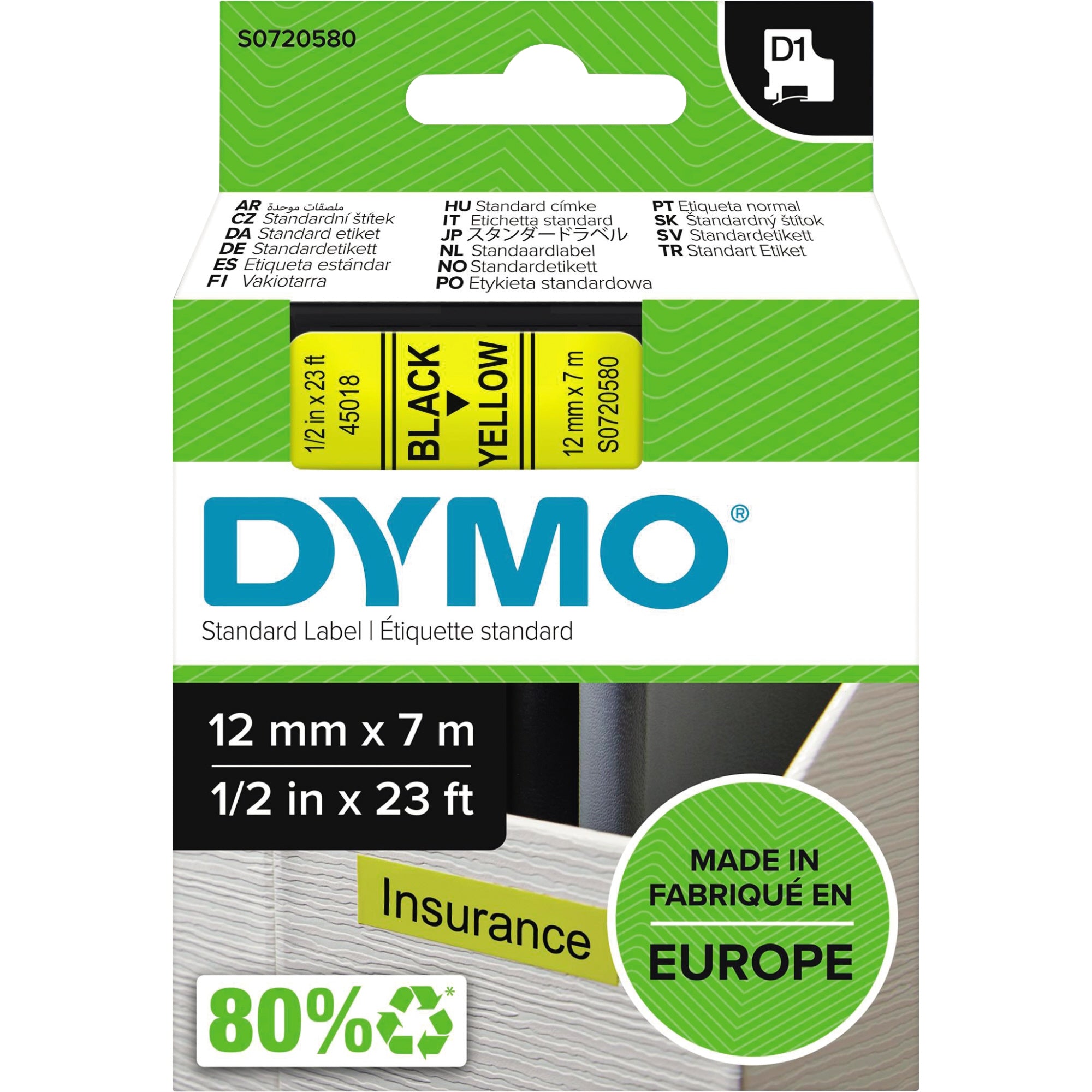 Dymo Schriftbandkassette, 12 mm x 7 m (B x L)