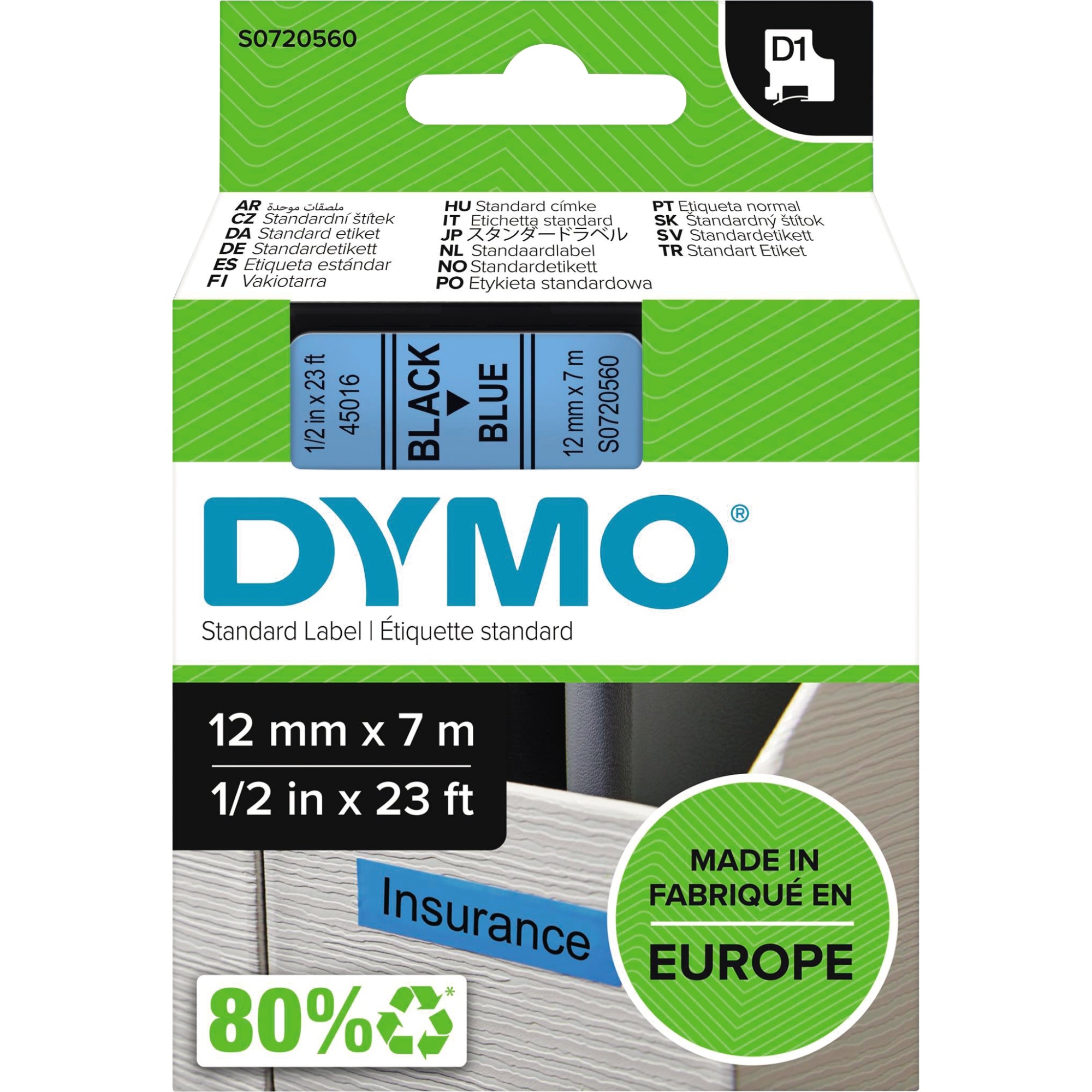 Dymo Schriftbandkassette, 12 mm x 7 m (B x L)