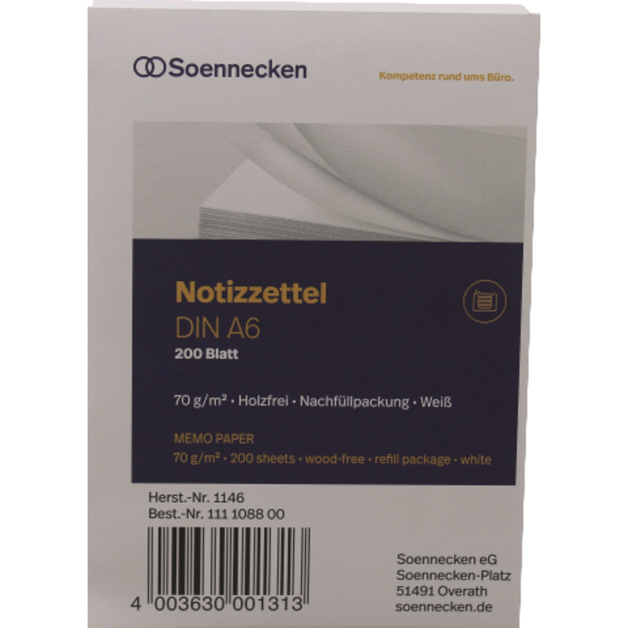 Soennecken Zettelboxeinlage DIN A6 blanko 200 Bl.