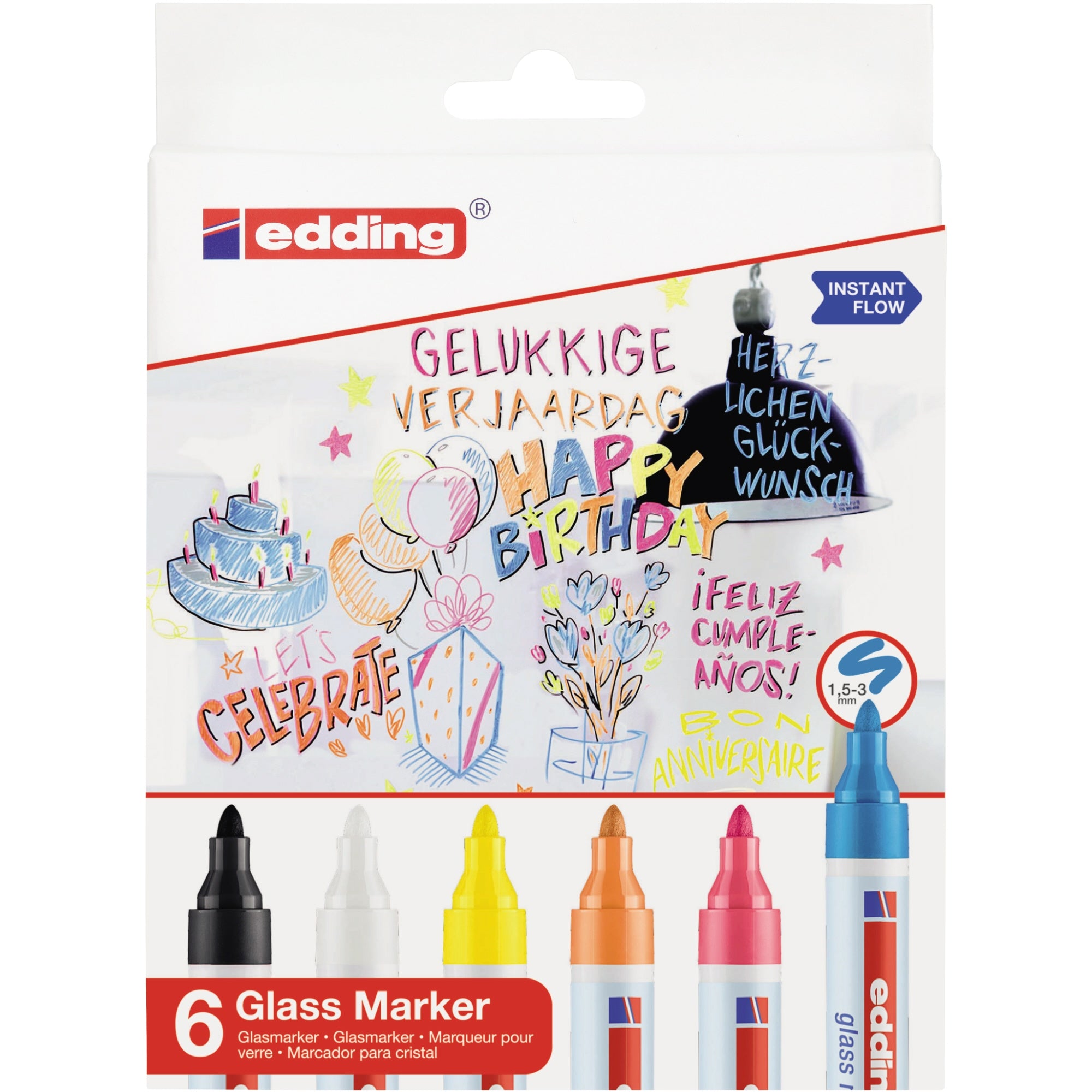 edding Glasmarker 1,5-3mm sort 4St