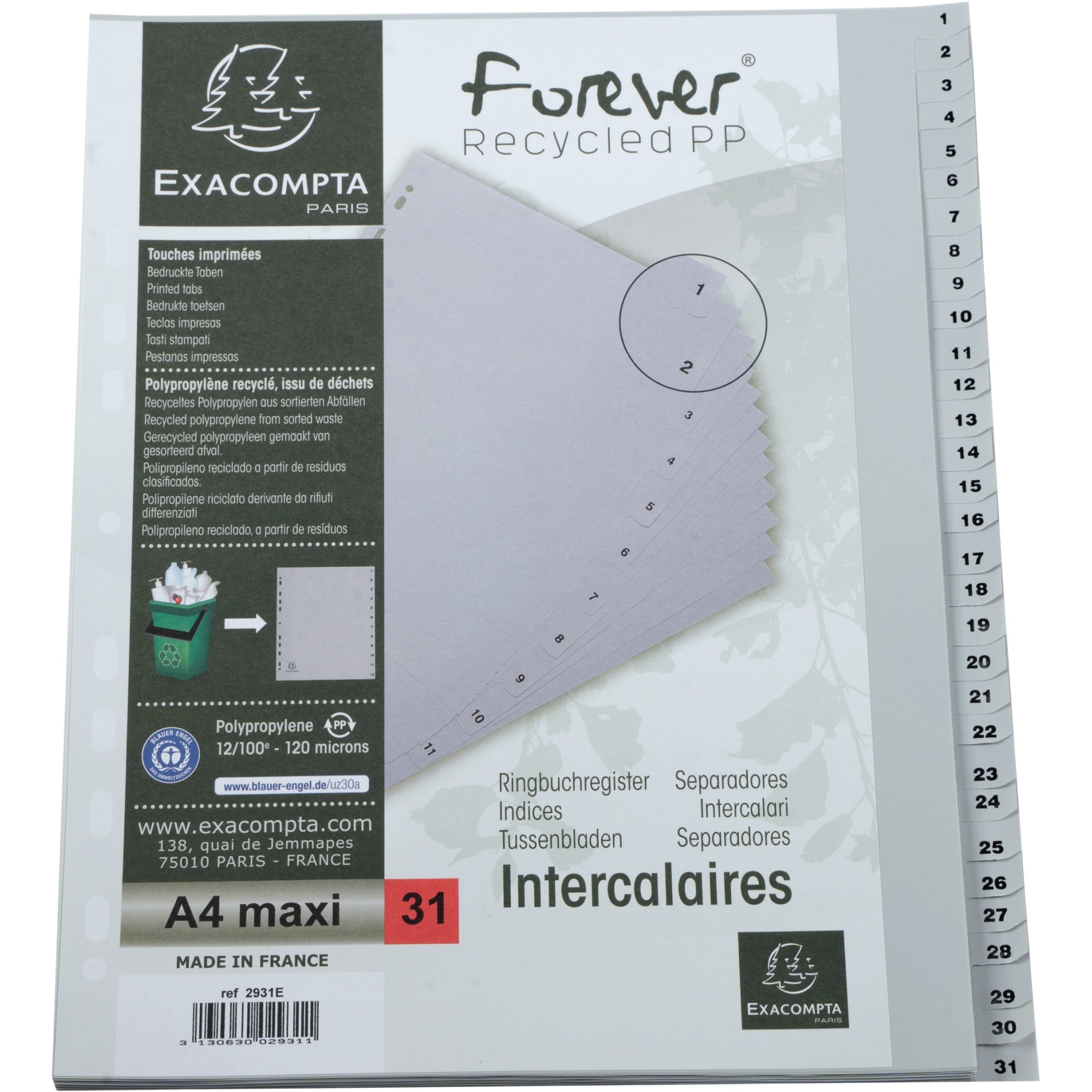 Exacompta A-Z Register Forever®, DIN A4, Überbreite