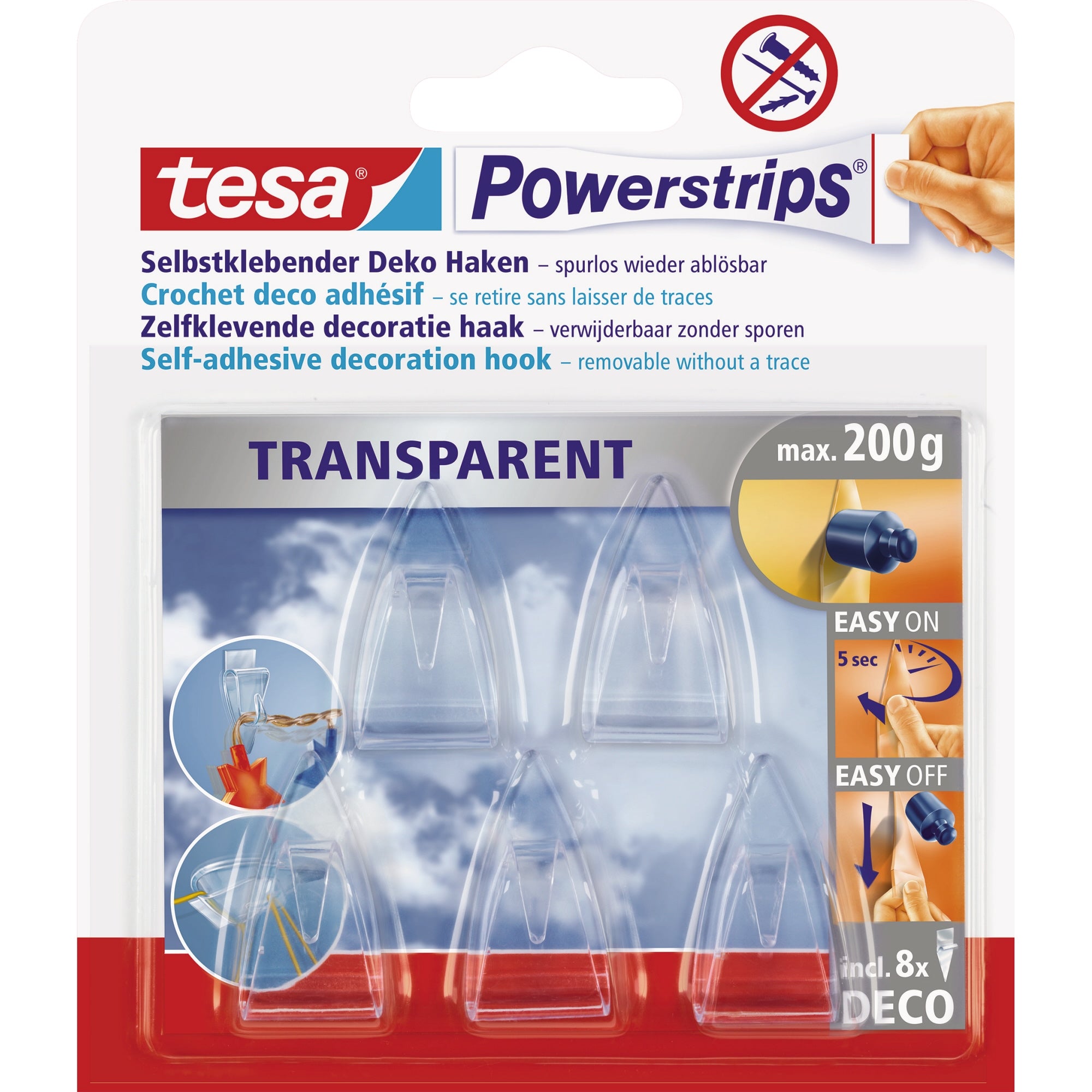 tesa Haken Powerstrips® transparent Deco