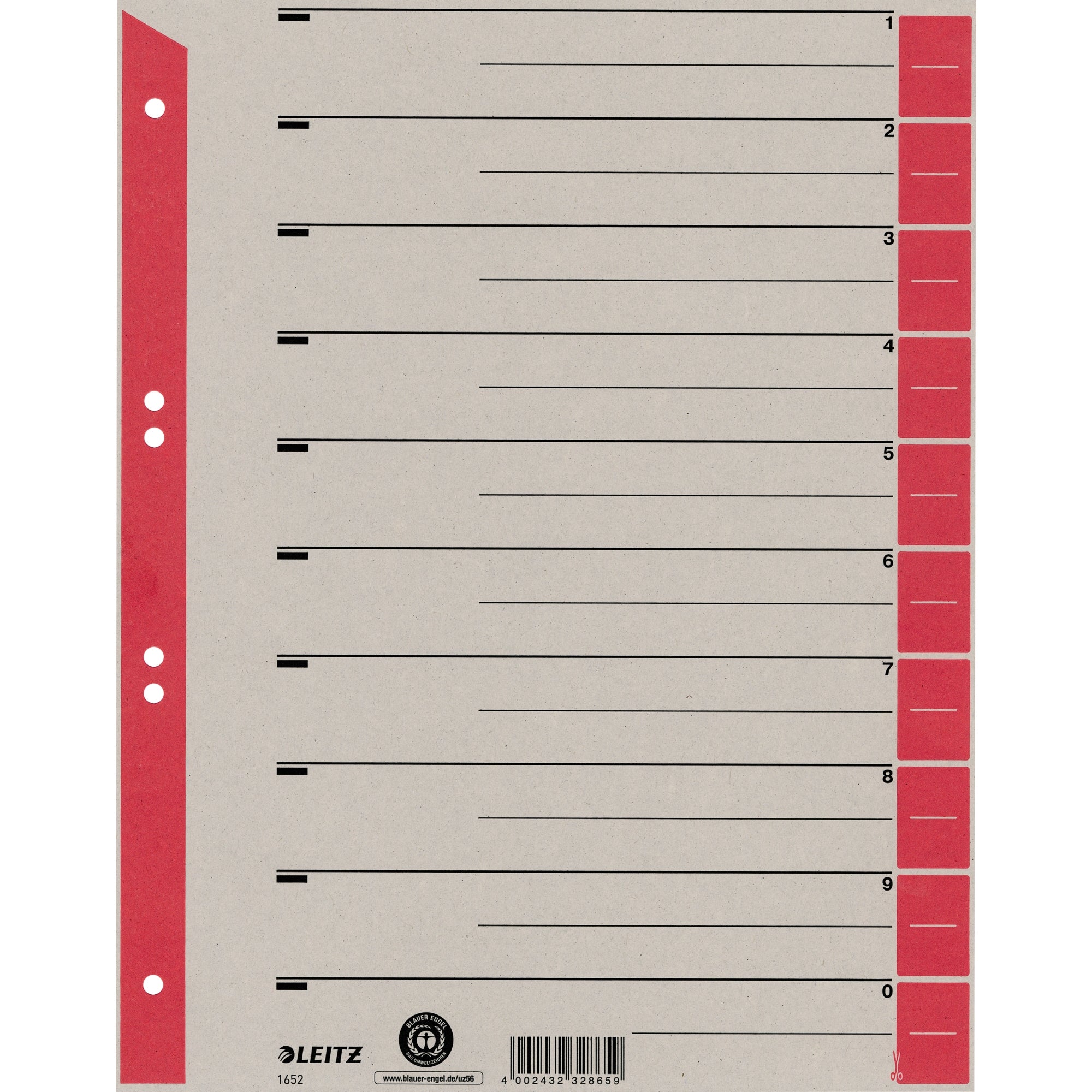 Leitz Trennblatt, DIN A4, Überbreite