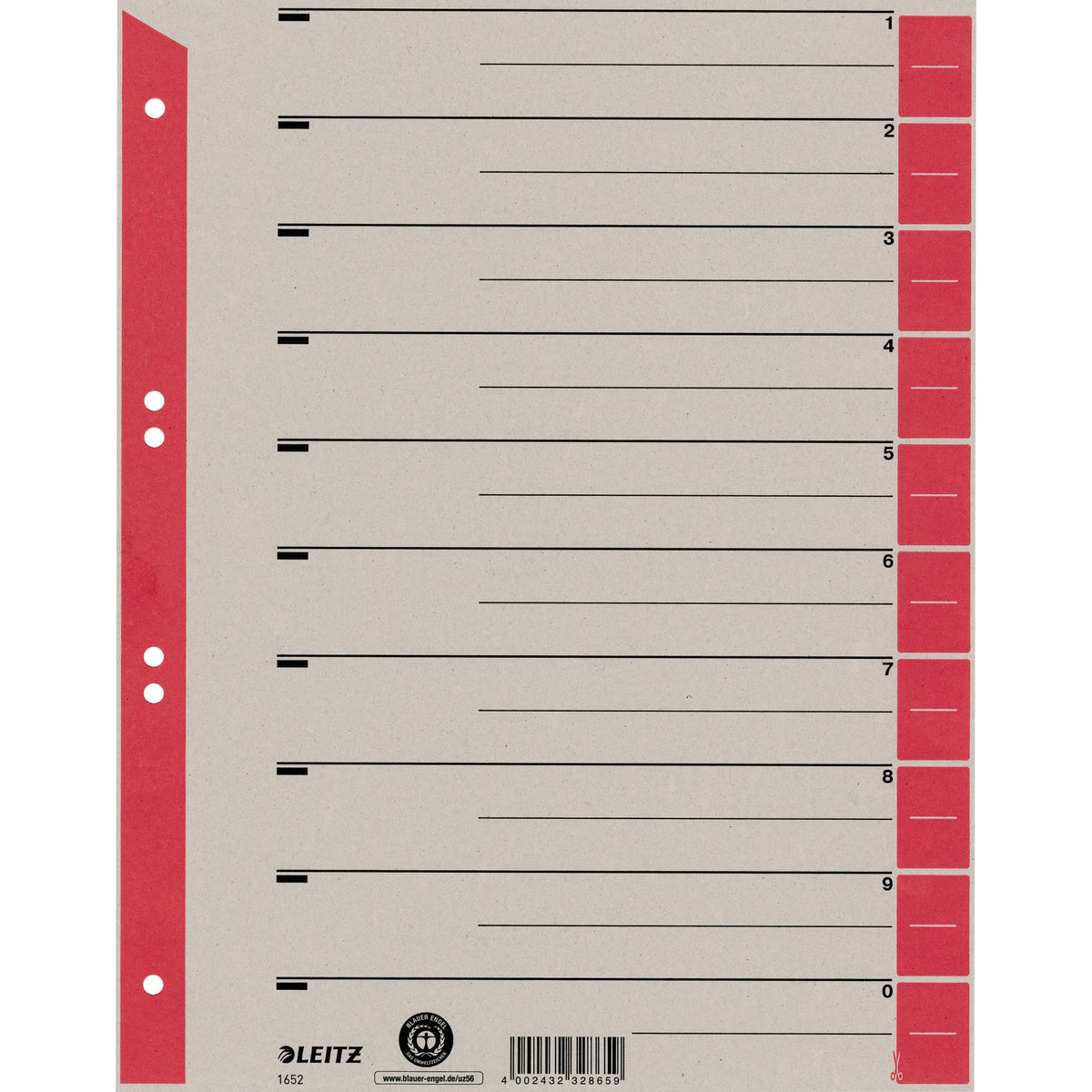 Leitz Trennblatt, DIN A4, Überbreite