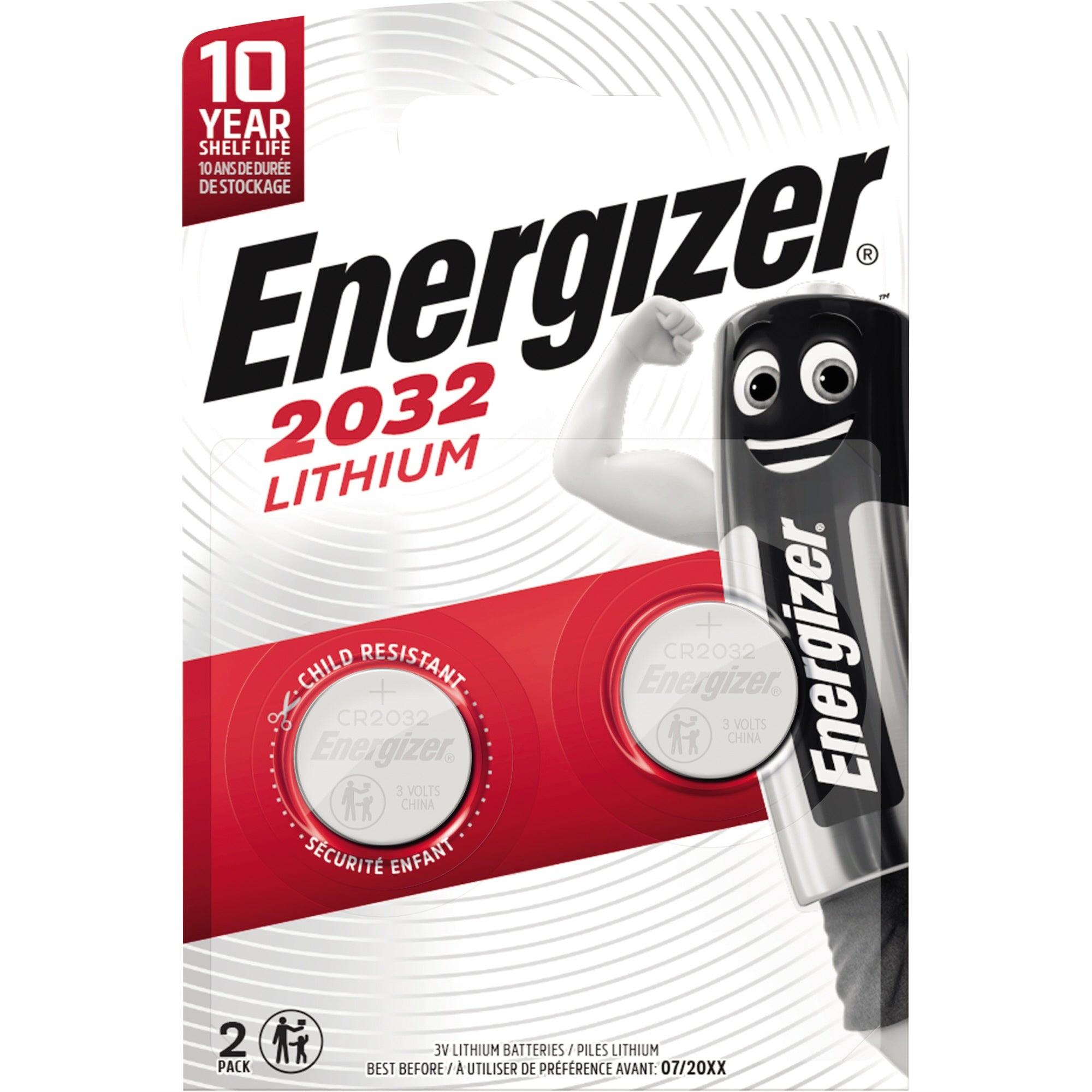 Energizer Knopfzelle CR 2032 Lithium 2 St./Pack.