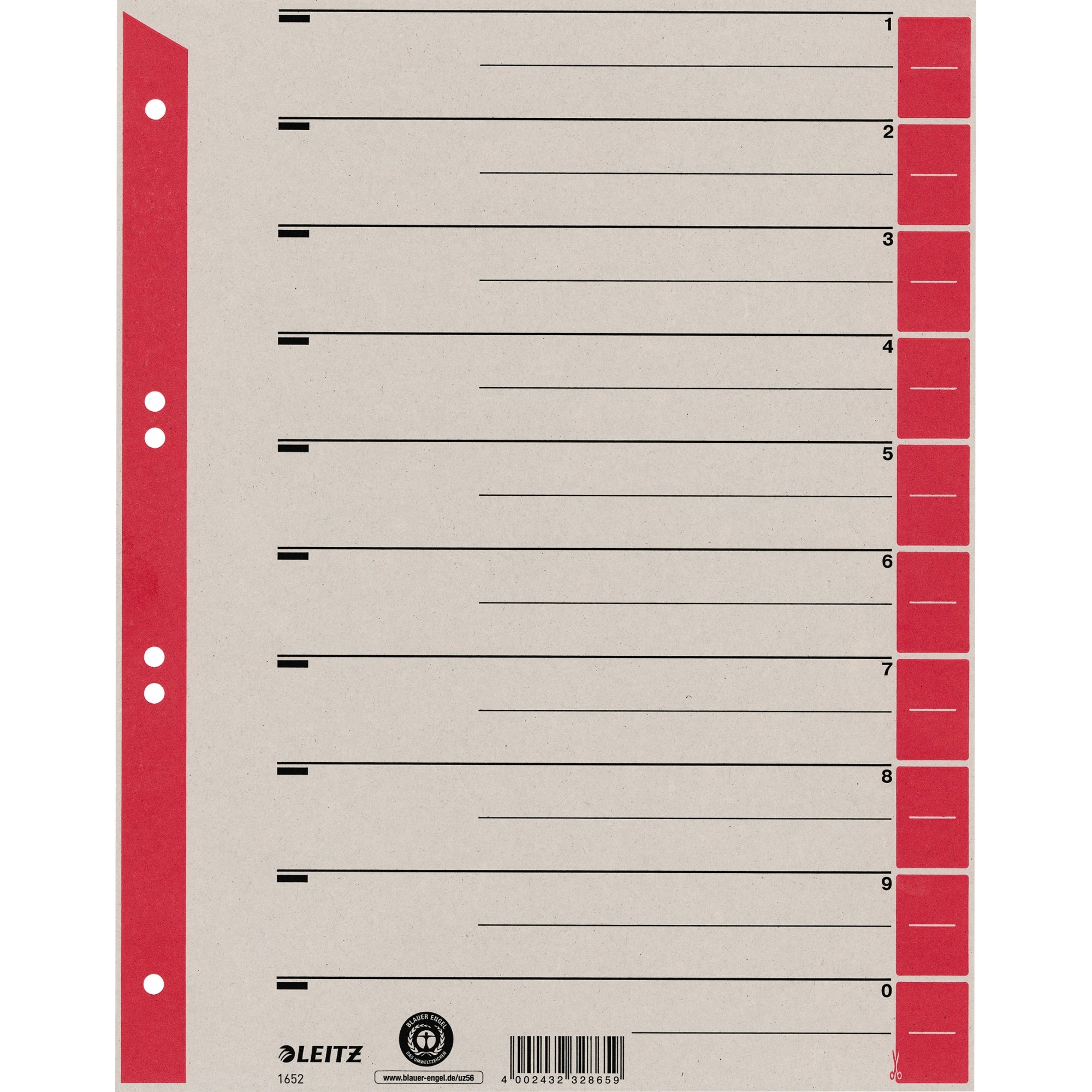 Leitz Trennblatt, DIN A4, Überbreite