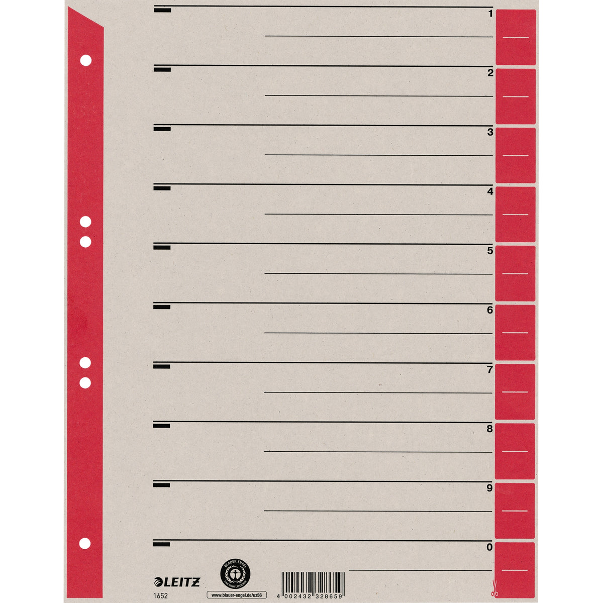 Leitz Trennblatt, DIN A4, Überbreite