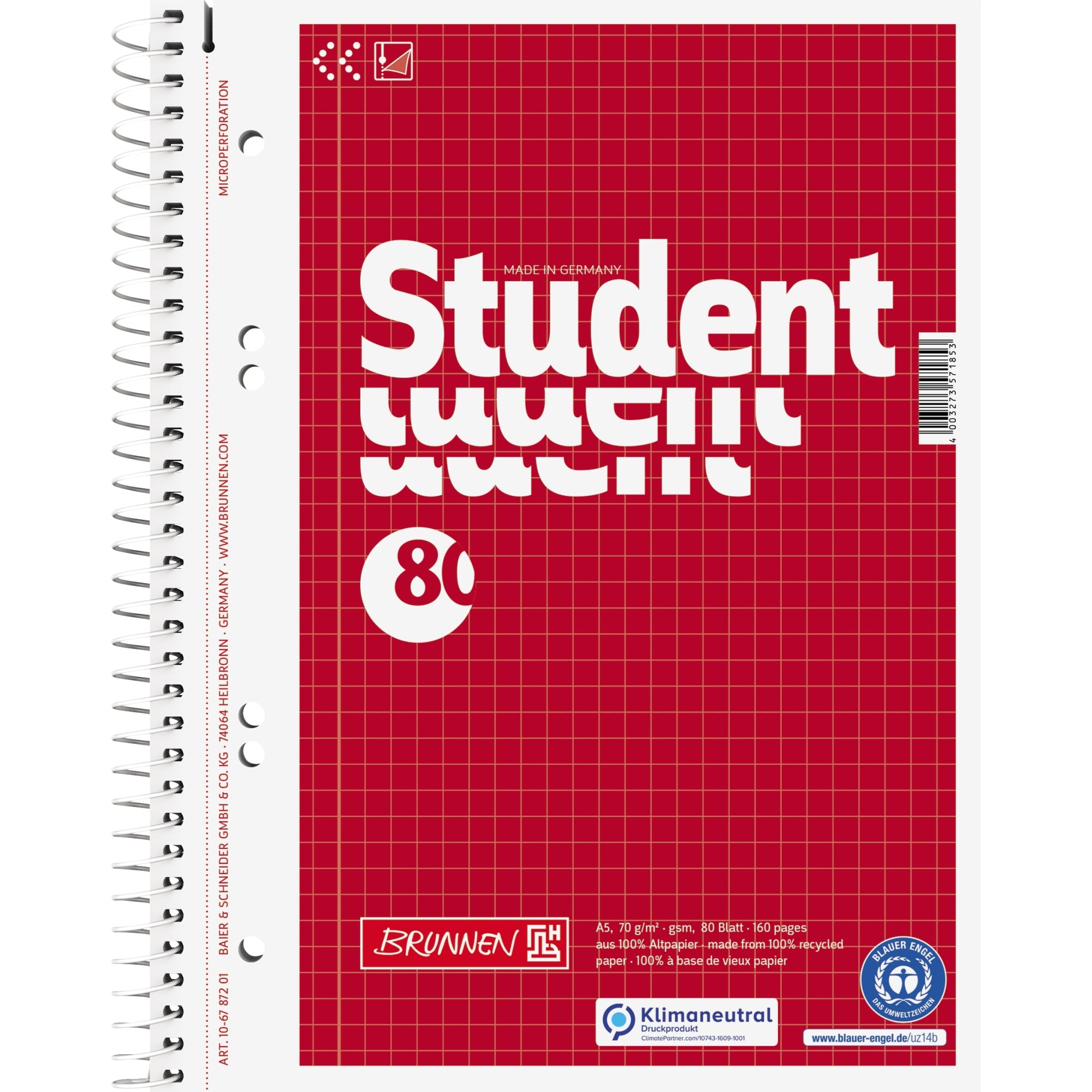 Brunnen Collegeblock DIN A5 80Blatt kar.