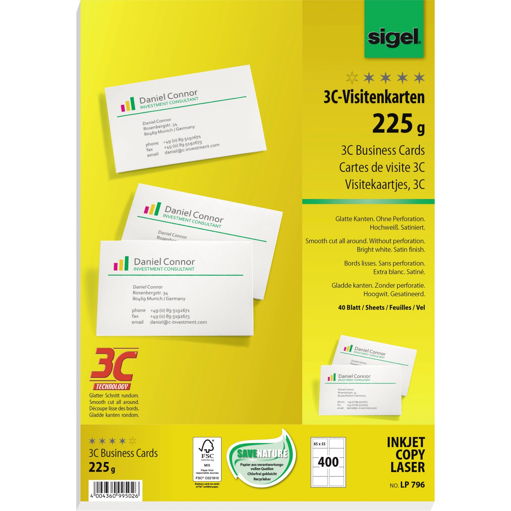 Sigel Visitenkarte, DIN A4
