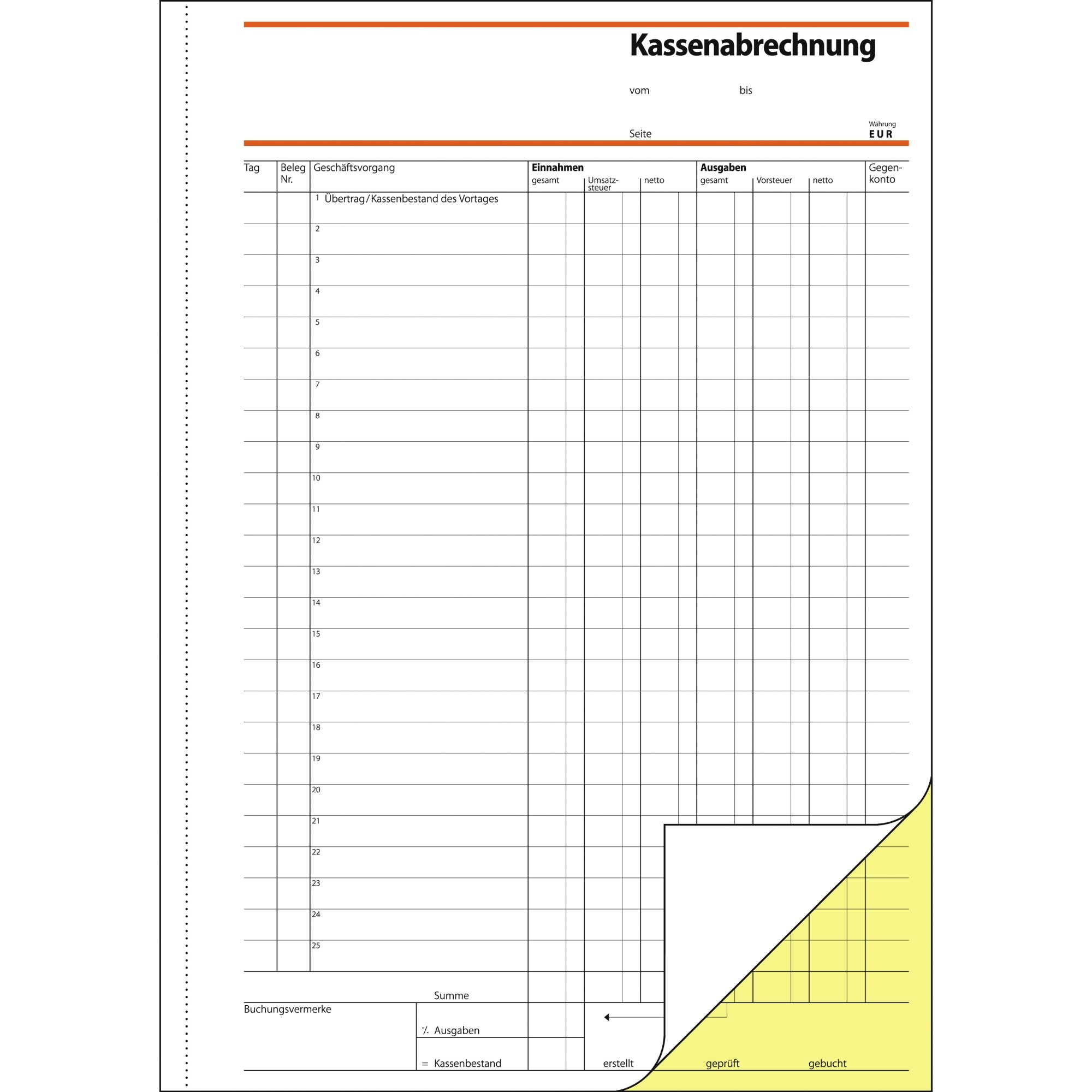 Sigel Kassenabrechnung SD 006