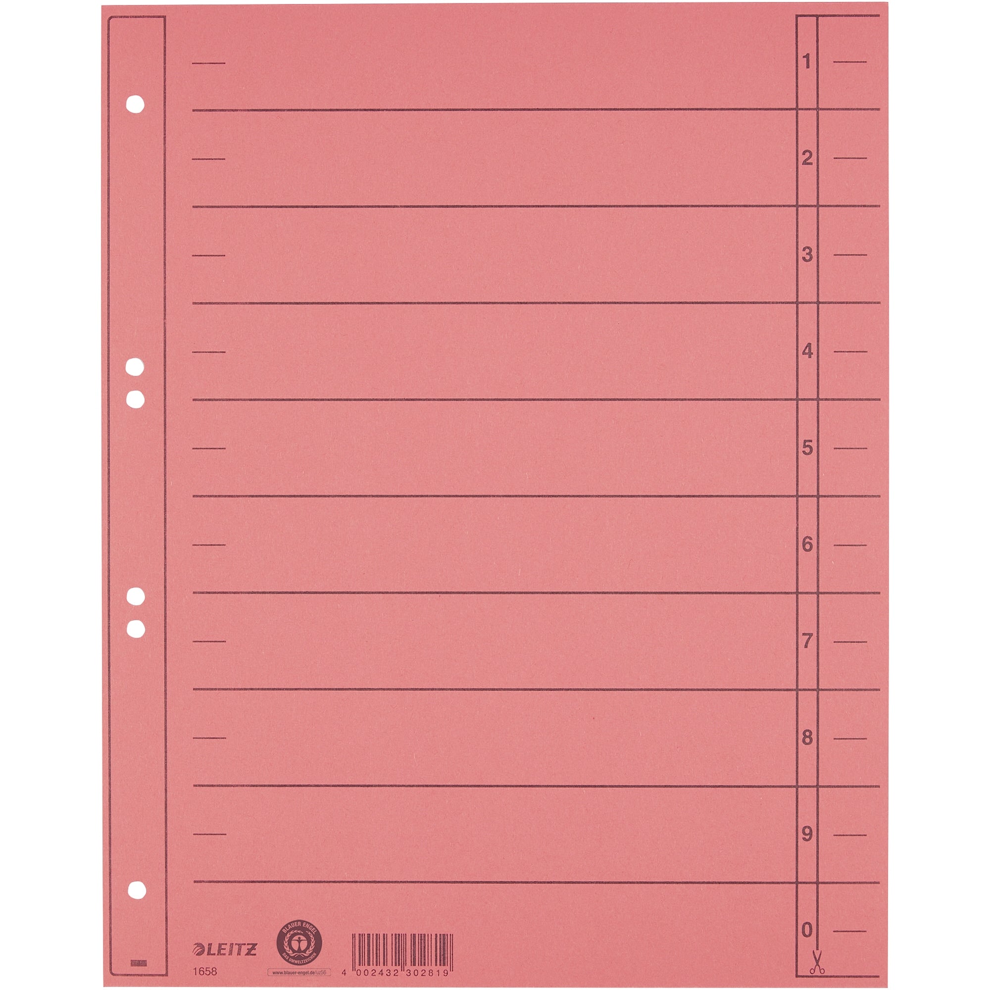 Leitz Trennblatt, rot, DIN A4, Überbreite