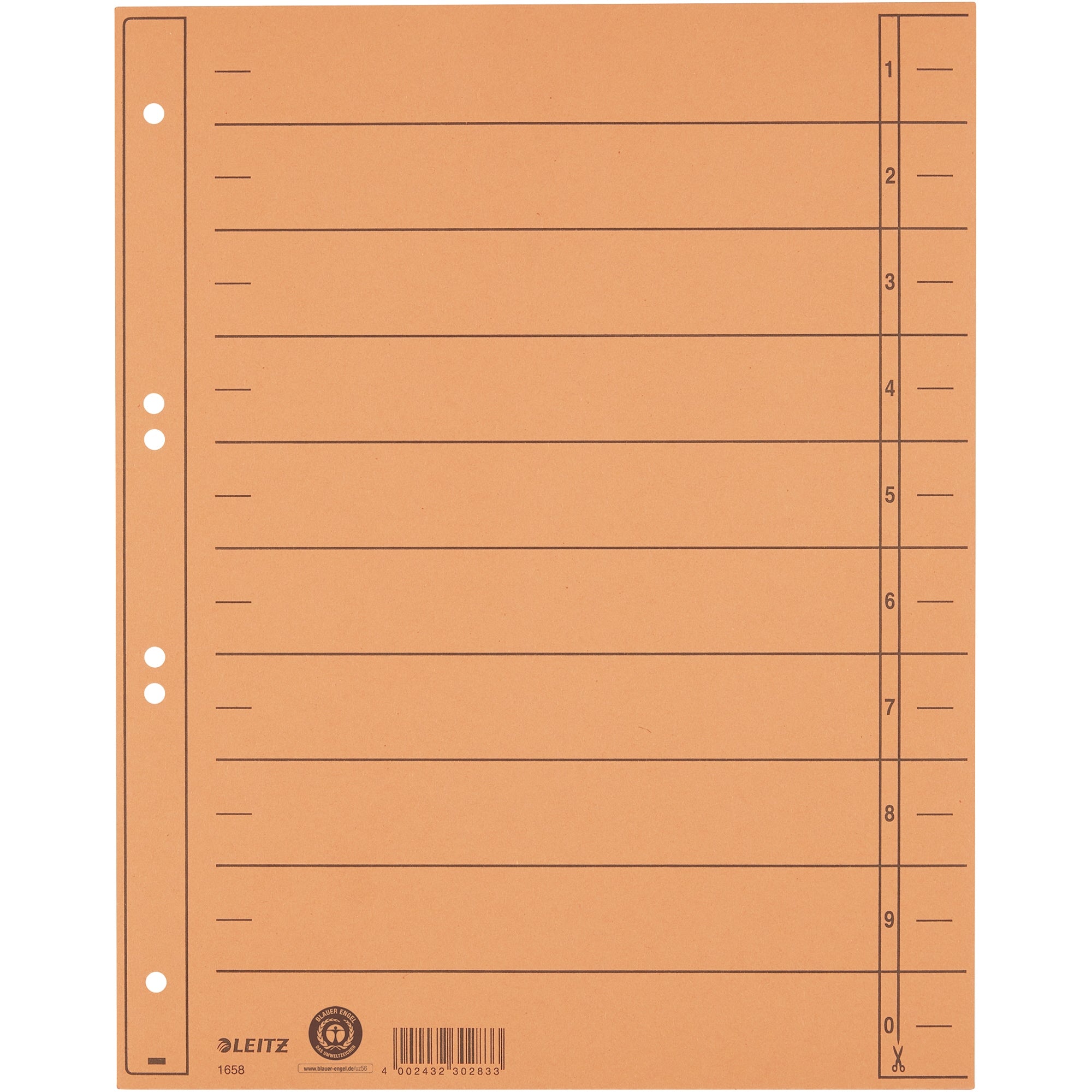 Leitz Trennblatt, orange, DIN A4, Überbreite