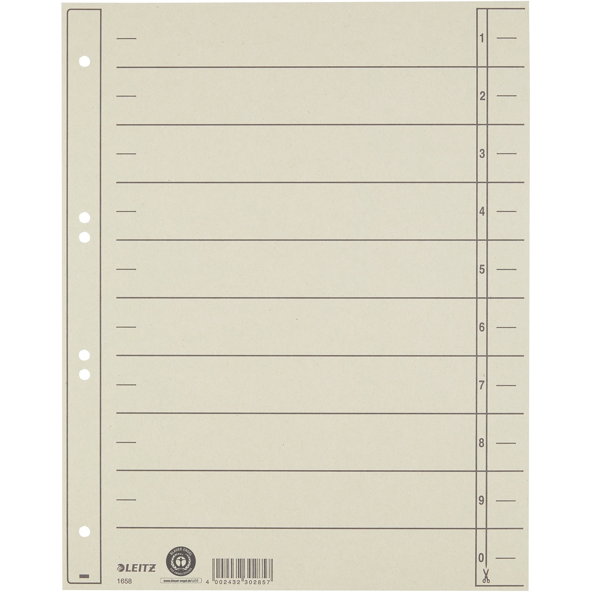 Leitz Trennblatt, grau, DIN A4, Überbreite